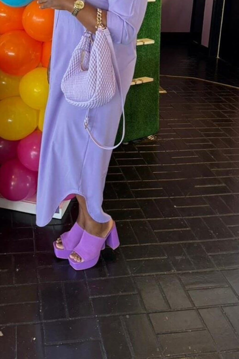 Lycra & Knit Chunky Open Toe Platform High Heeled Mules