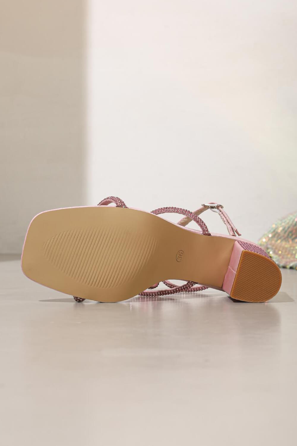 Crystal Bow-Detail Embellished Block Heeled Sandals