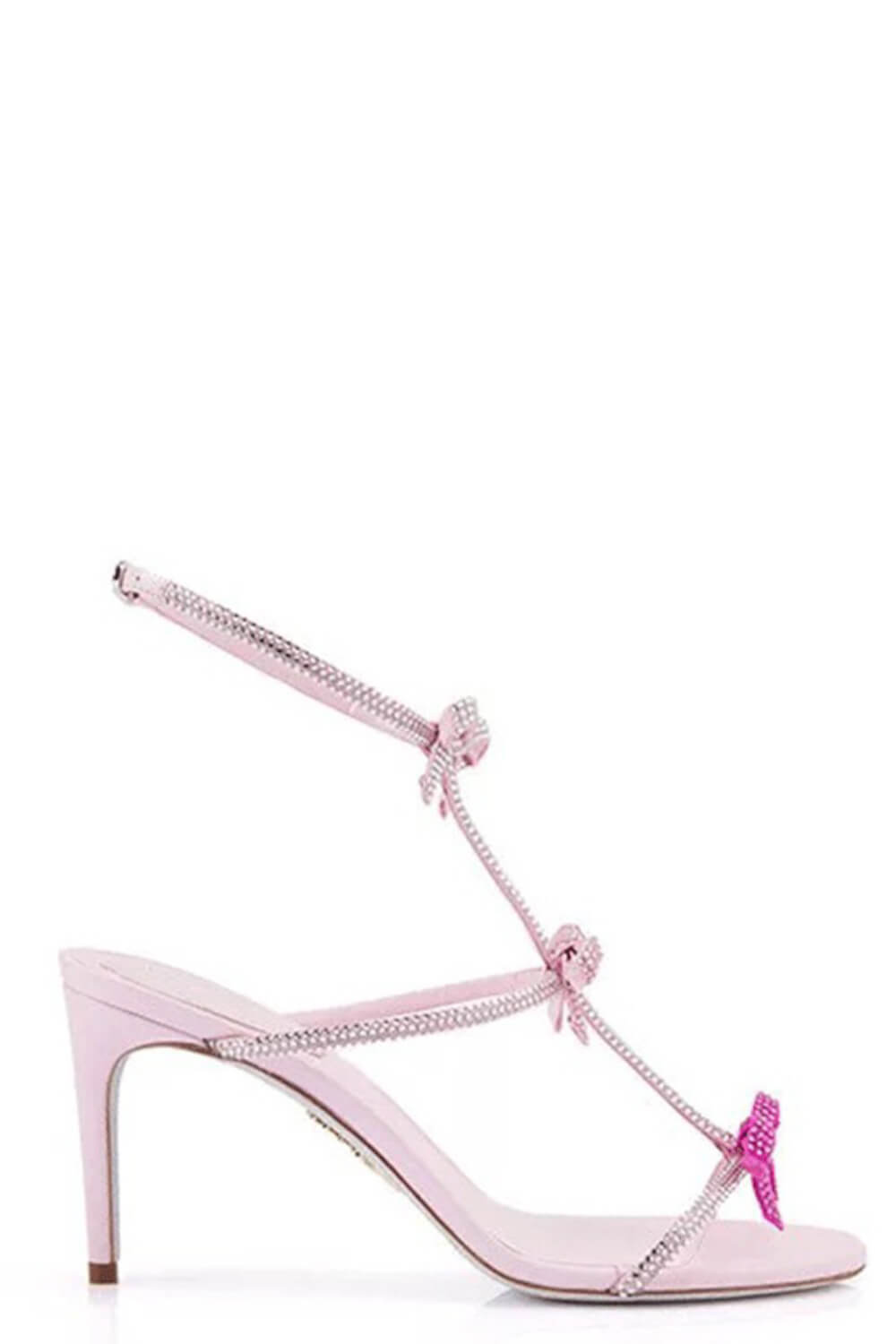 Crystal Ribbons-Detail Embellished Stiletto Heeled Sandals
