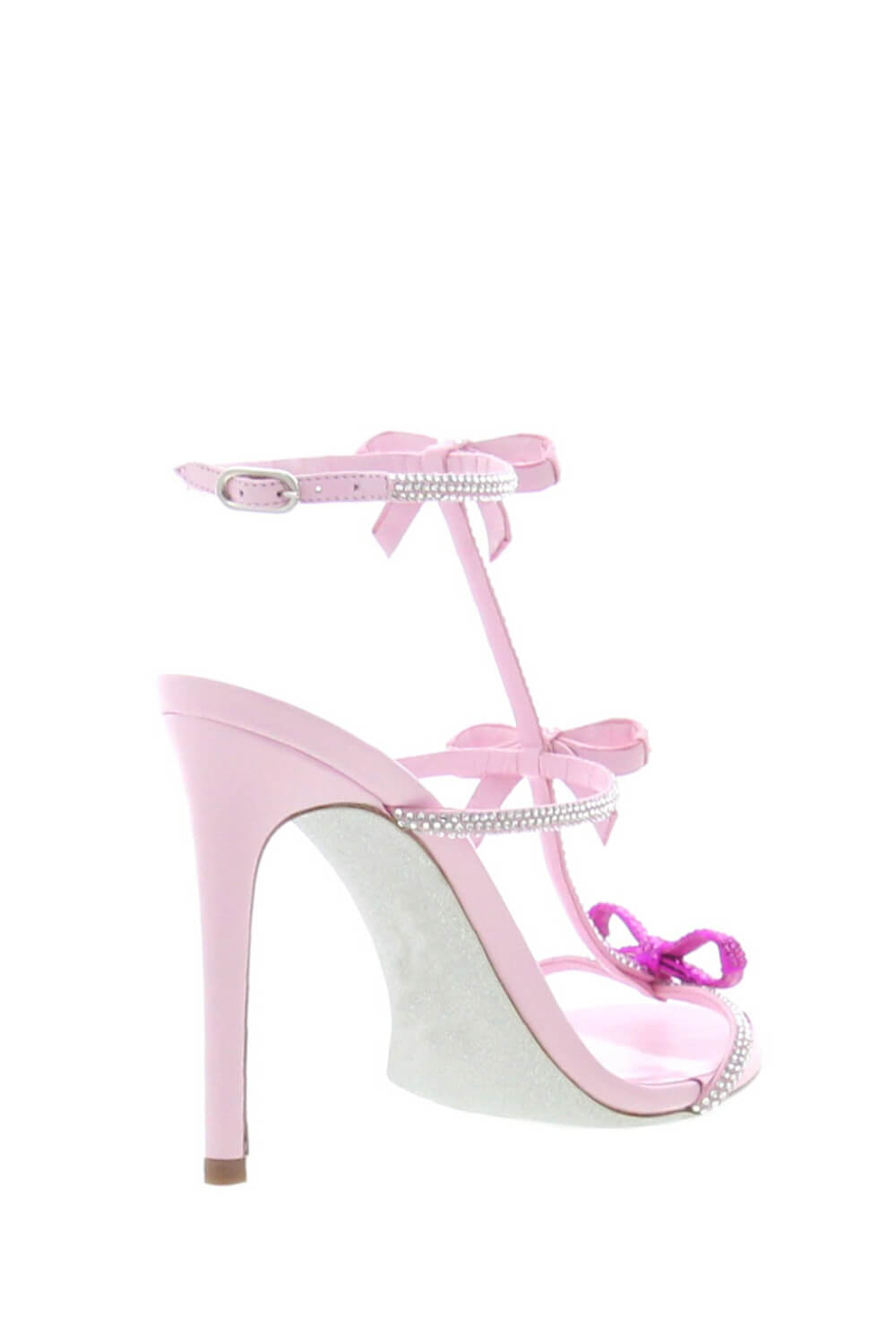Crystal Ribbons-Detail Embellished Stiletto Heeled Sandals
