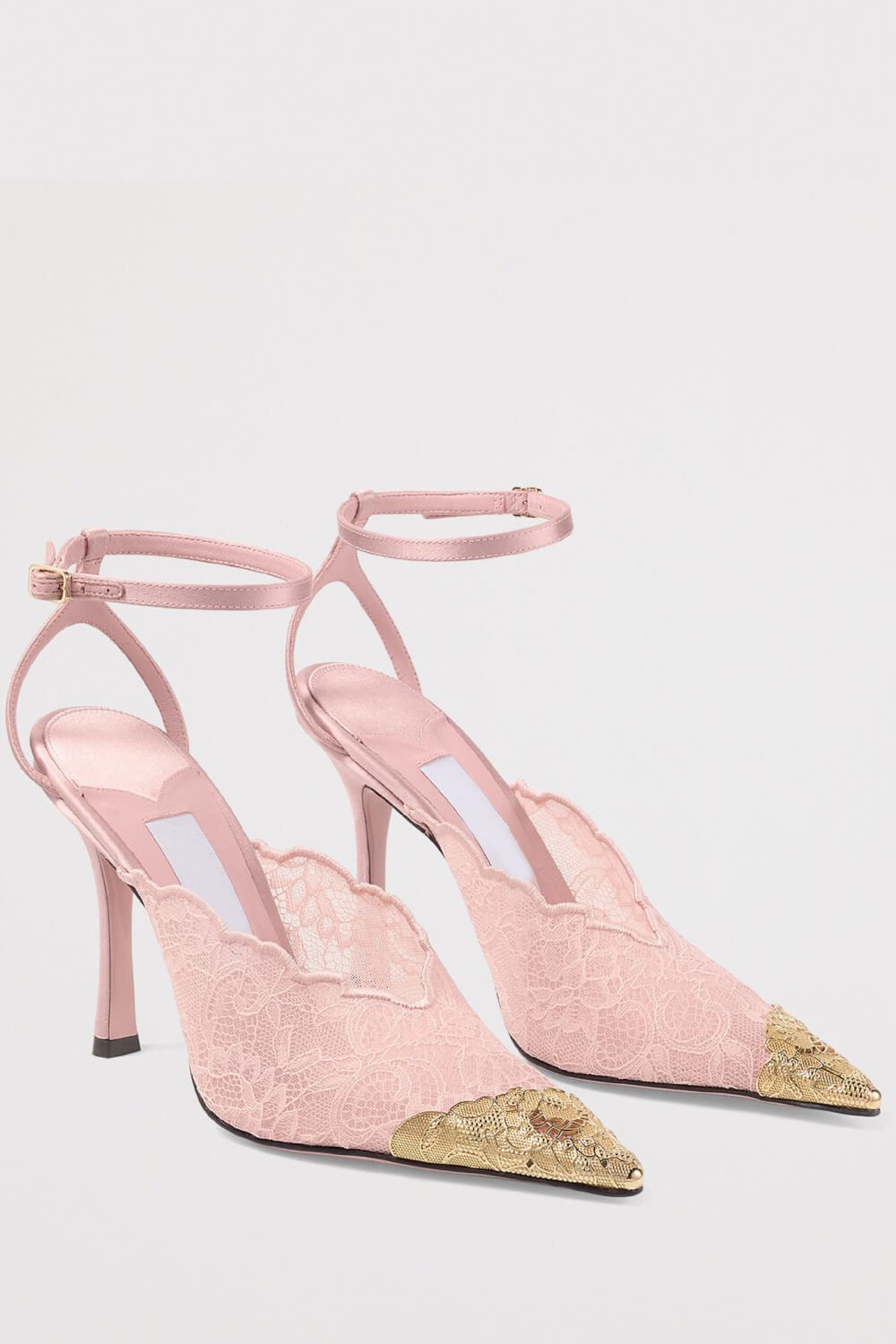 Lace Pointed Toe Stiletto Heeled Pumps
