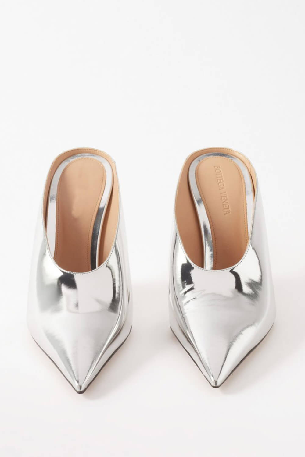 Metallic Faux Leather Pointed Toe Wedged Heels Mules