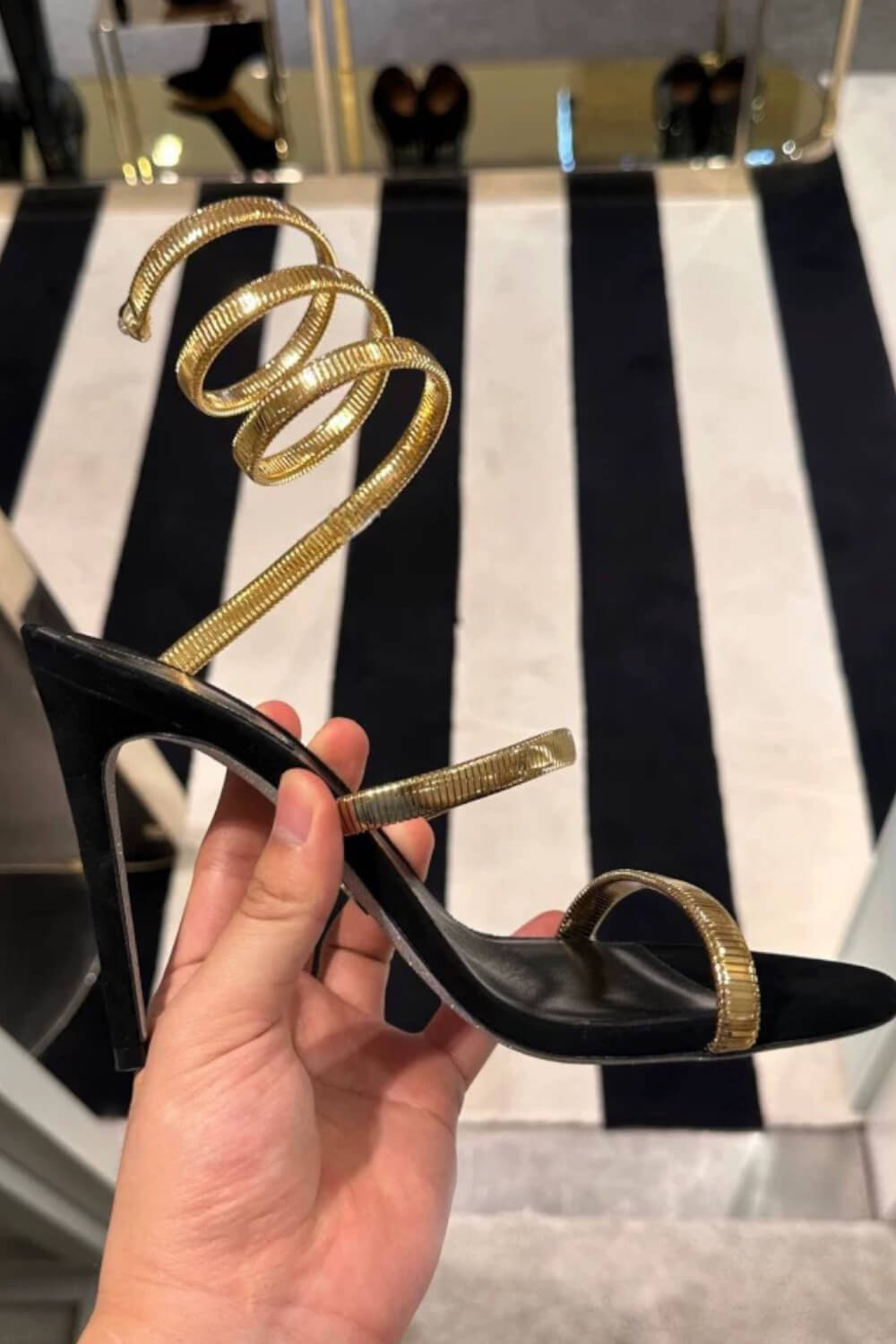 Metallic Ankle Wrap Around Open Toe High Heel Sandals