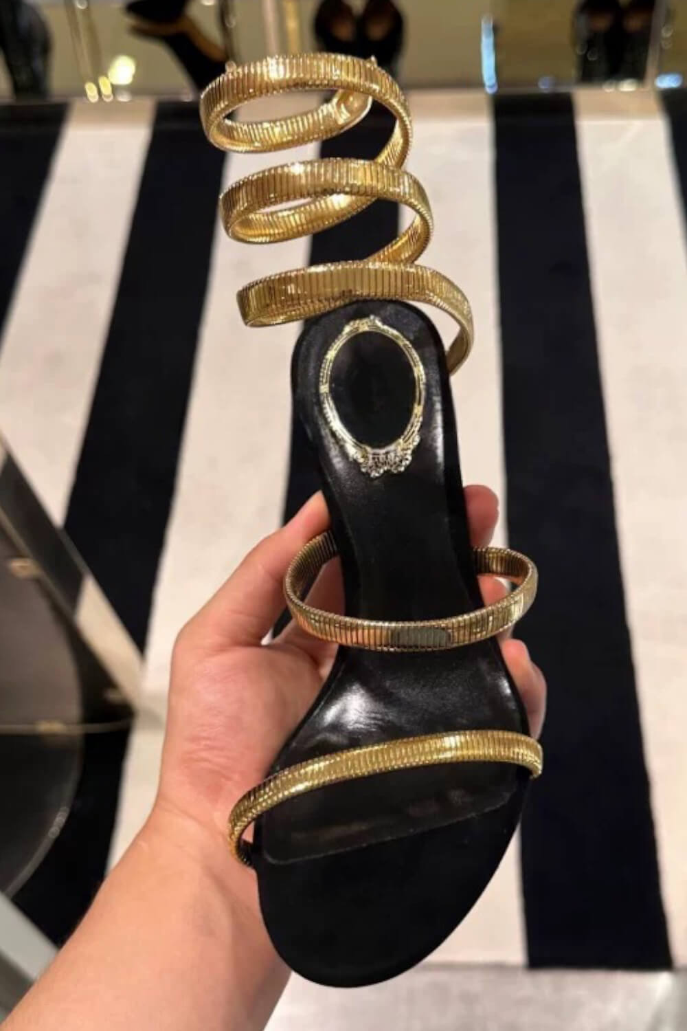 Metallic Ankle Wrap Around Open Toe High Heel Sandals