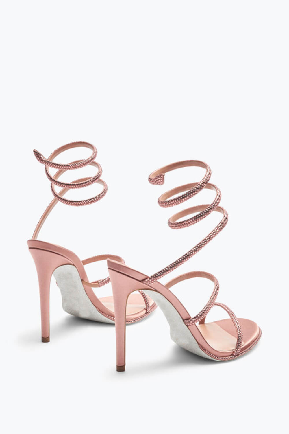 Crystal-Embellished Around The Ankle Coil Stiletto Sandals