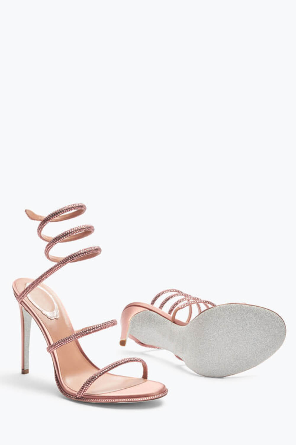 Crystal-Embellished Around The Ankle Coil Stiletto Sandals