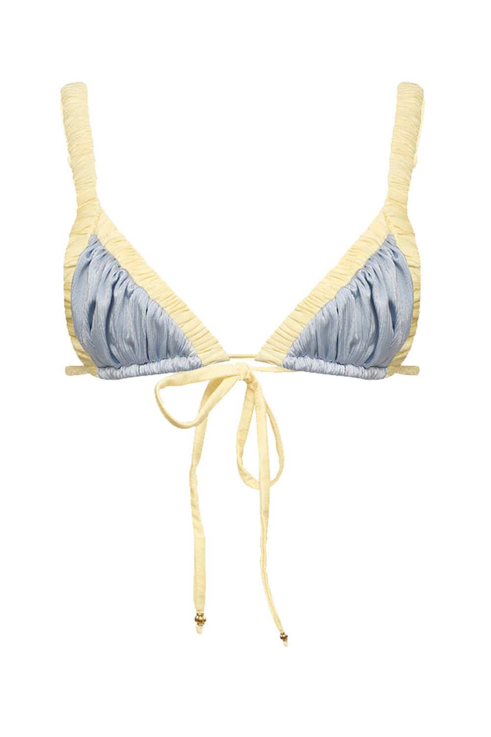 Two-Tone Ruched Triangle High-Cut Bikini Set