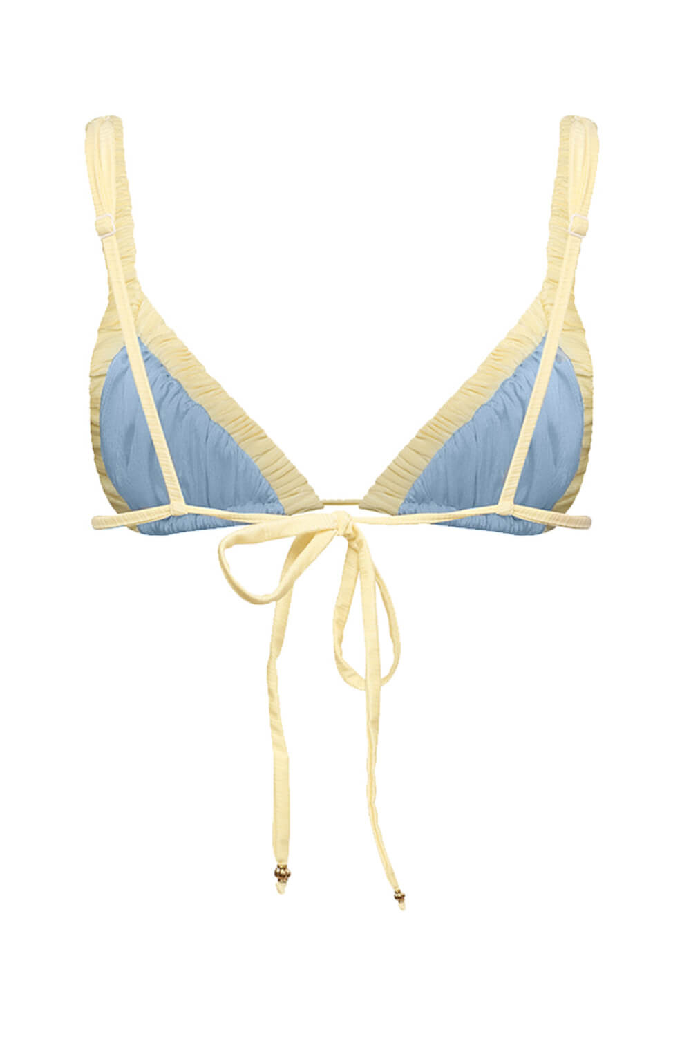 Two-Tone Ruched Triangle High-Cut Bikini Set