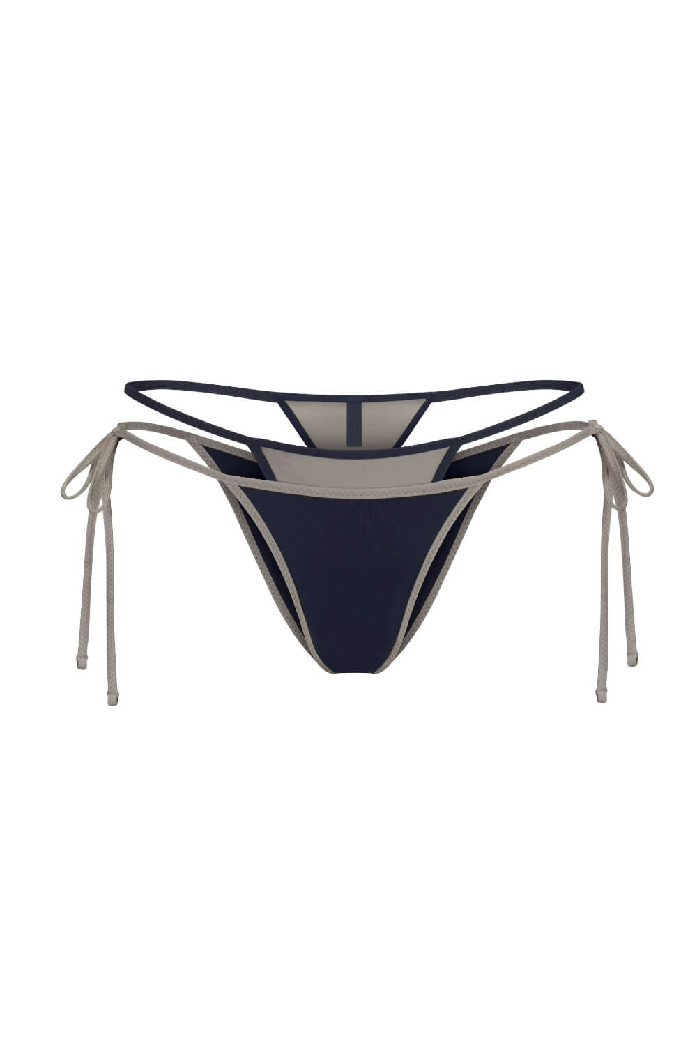 Contrast Double Layered Underwire Triangle Tie Side Bikini Set