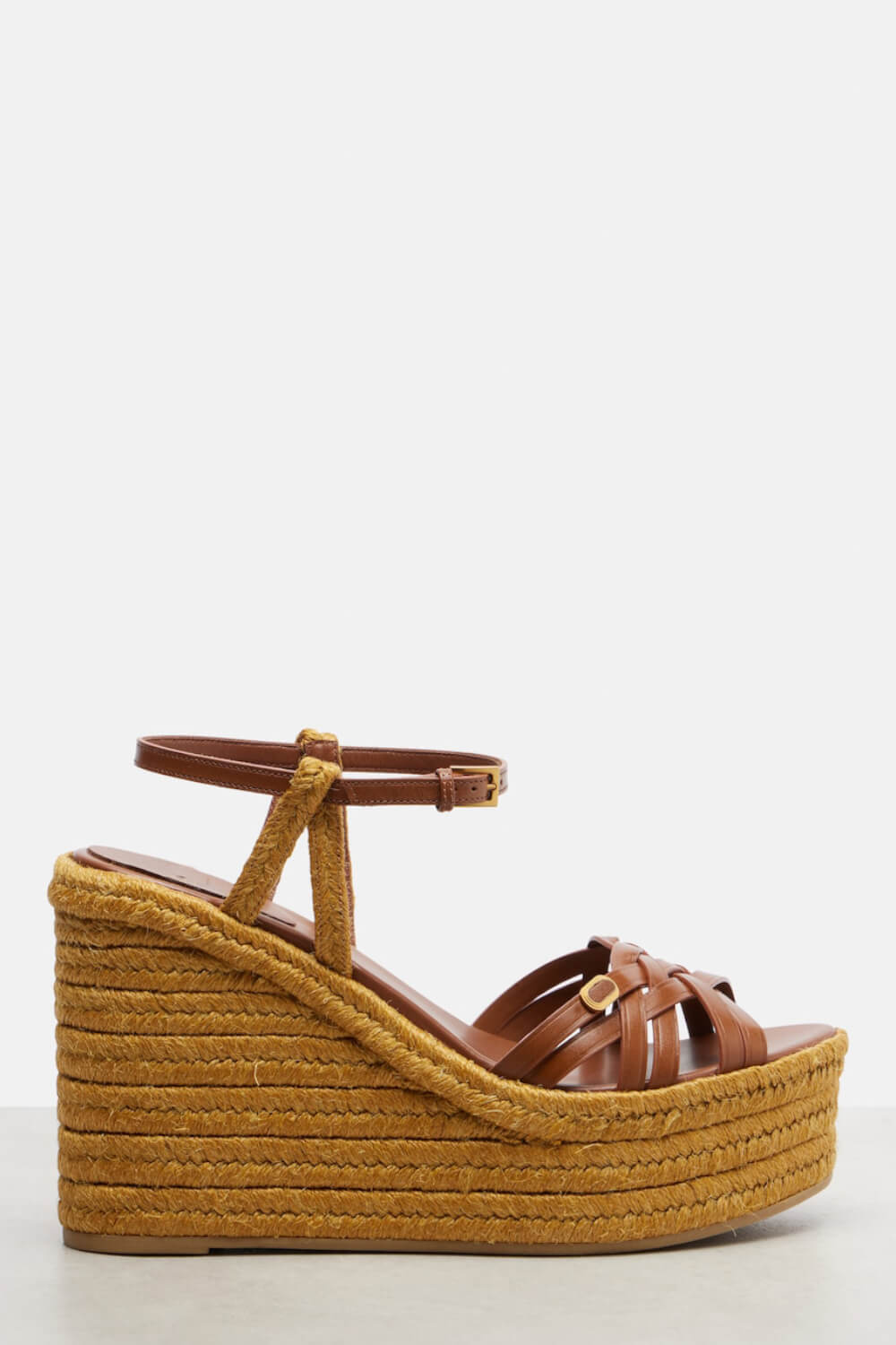 Leather Platform Espadrille Open Toe Wedge Sandals