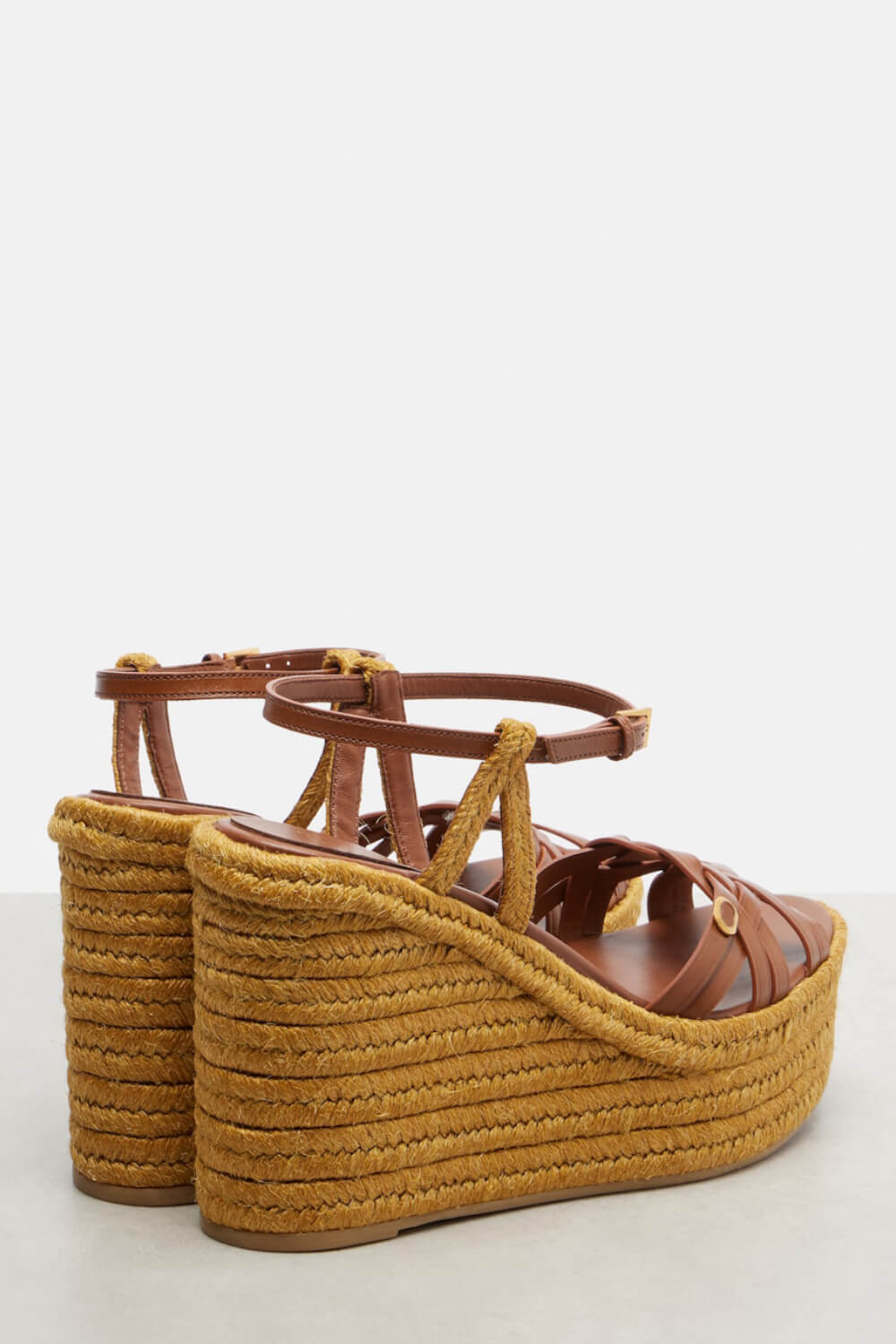 Leather Platform Espadrille Open Toe Wedge Sandals