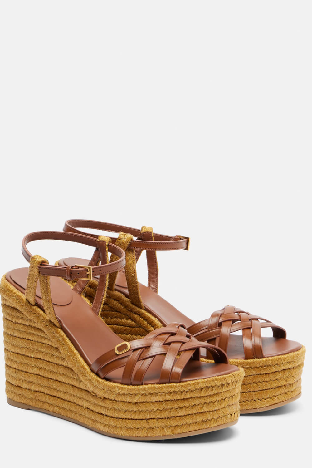 Leather Platform Espadrille Open Toe Wedge Sandals