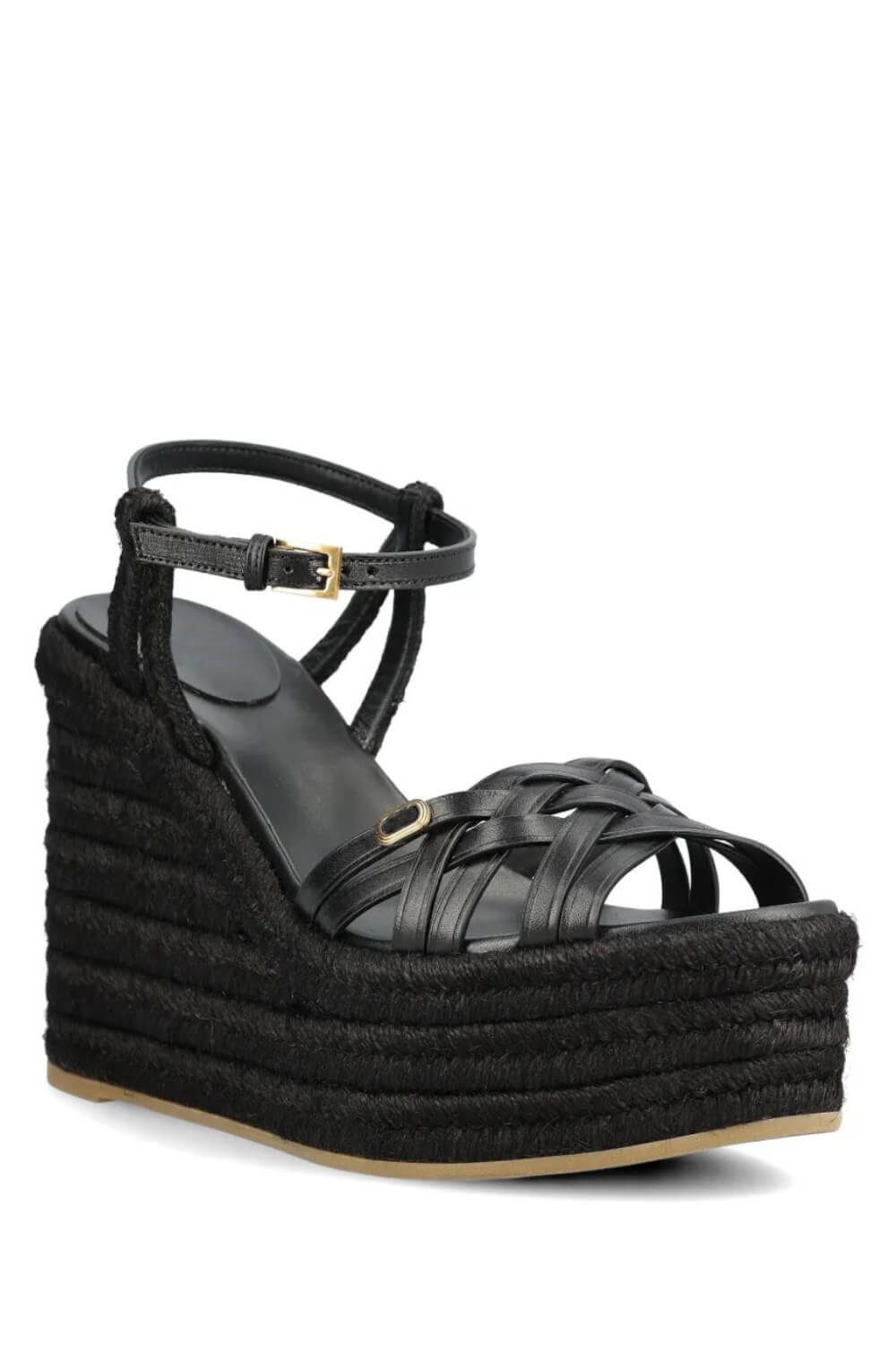 Leather Platform Espadrille Open Toe Wedge Sandals
