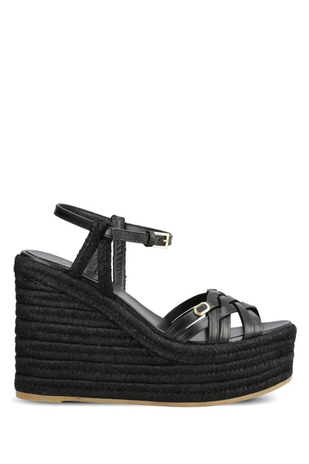 Leather Platform Espadrille Open Toe Wedge Sandals