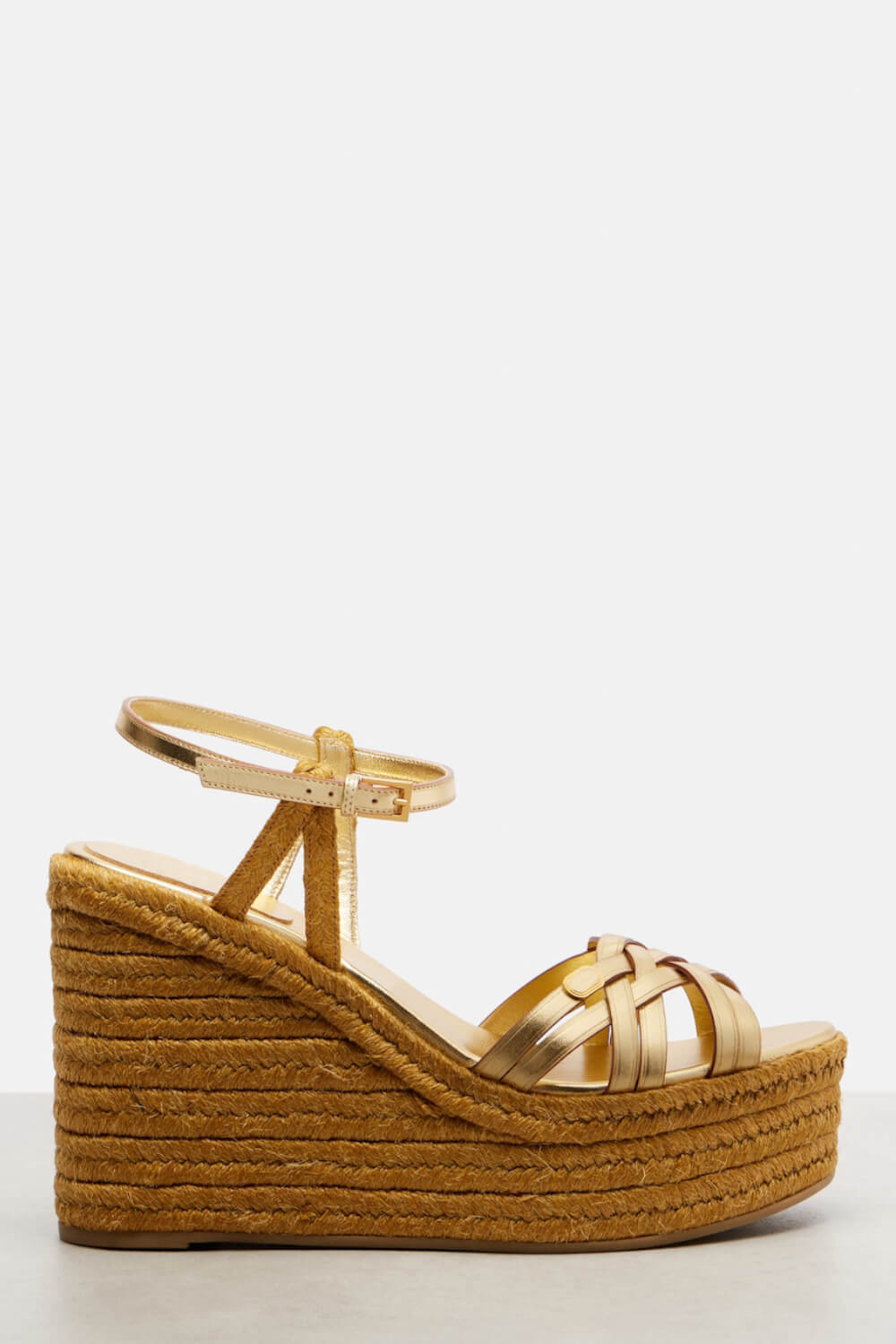 Leather Platform Espadrille Open Toe Wedge Sandals