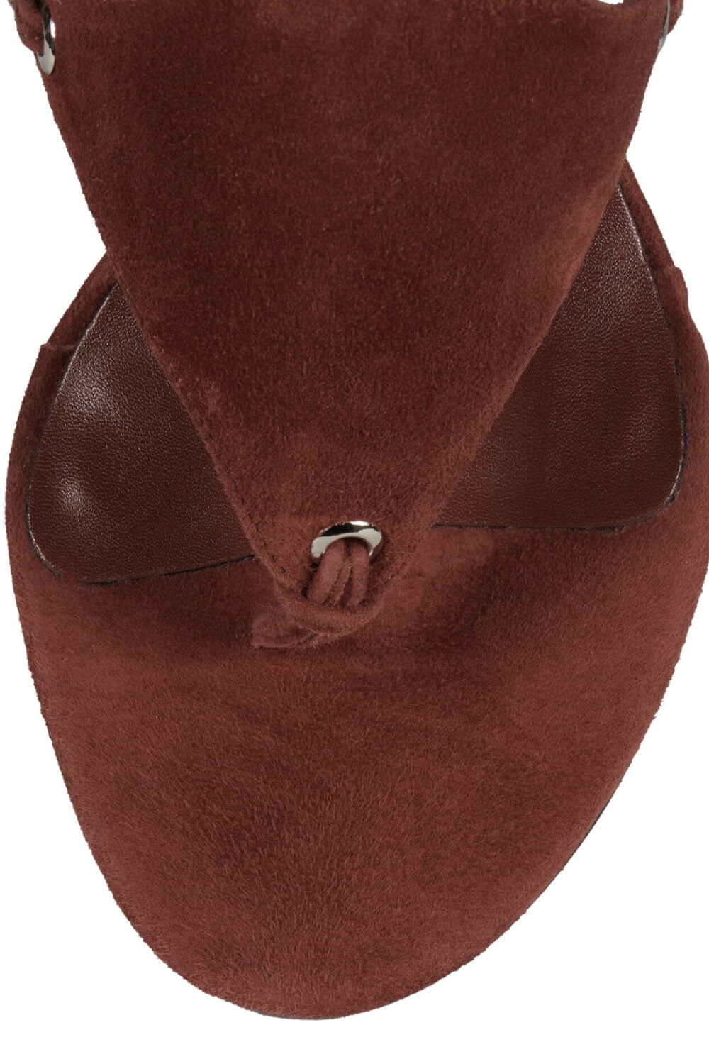 Faux Suede Ankle Wrap Sculpted Wedge Thong Sandal