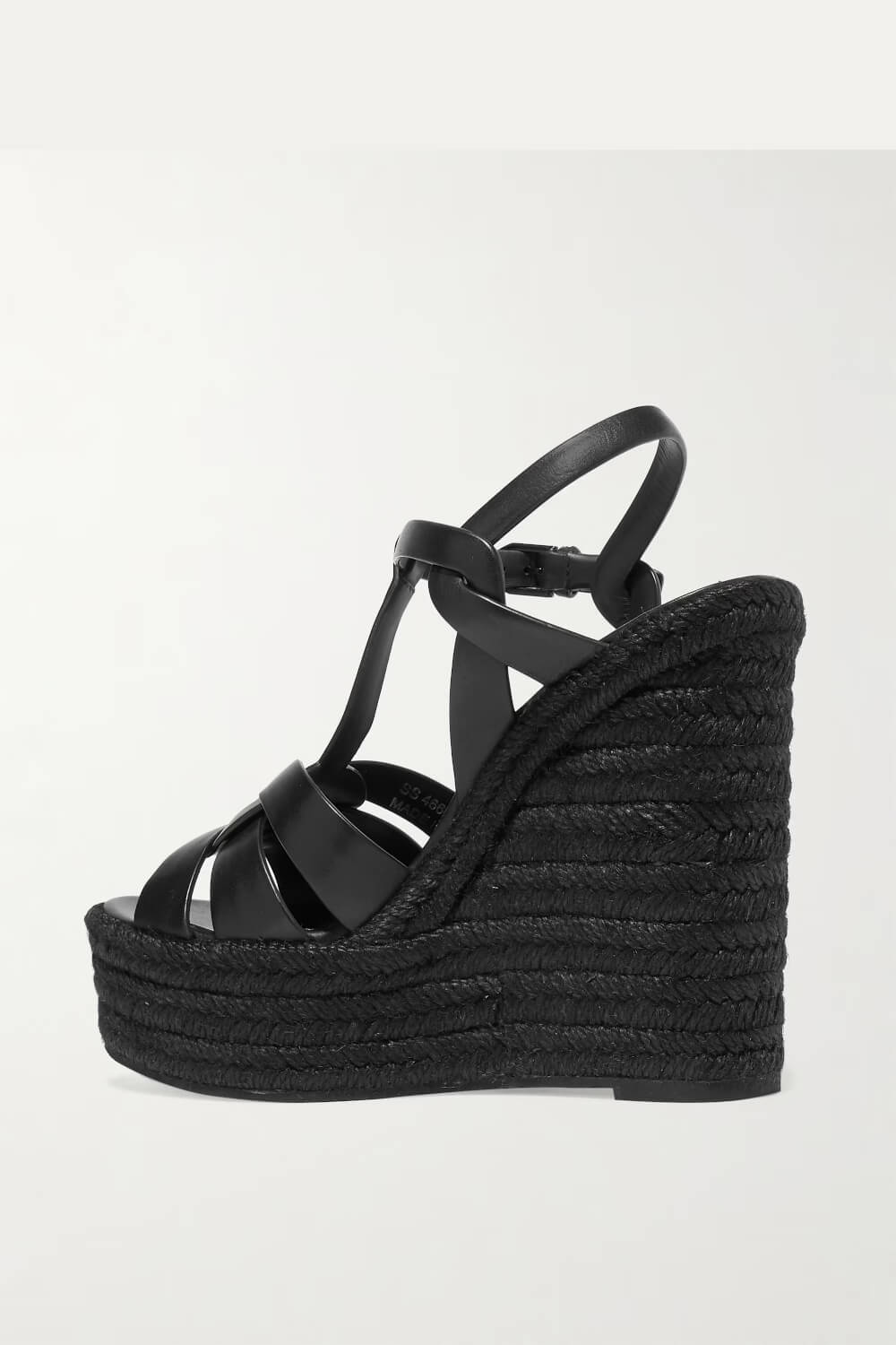 Woven Faux Leather Platform Espadrille Wedge Sandals