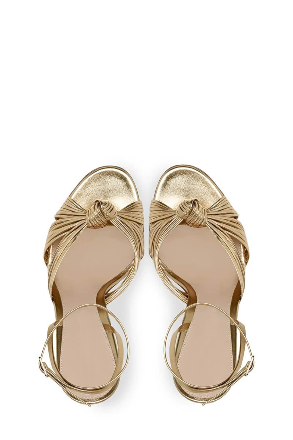 Metallic Gold Knotted Detail Open Pointed Toe Stiletto Heel