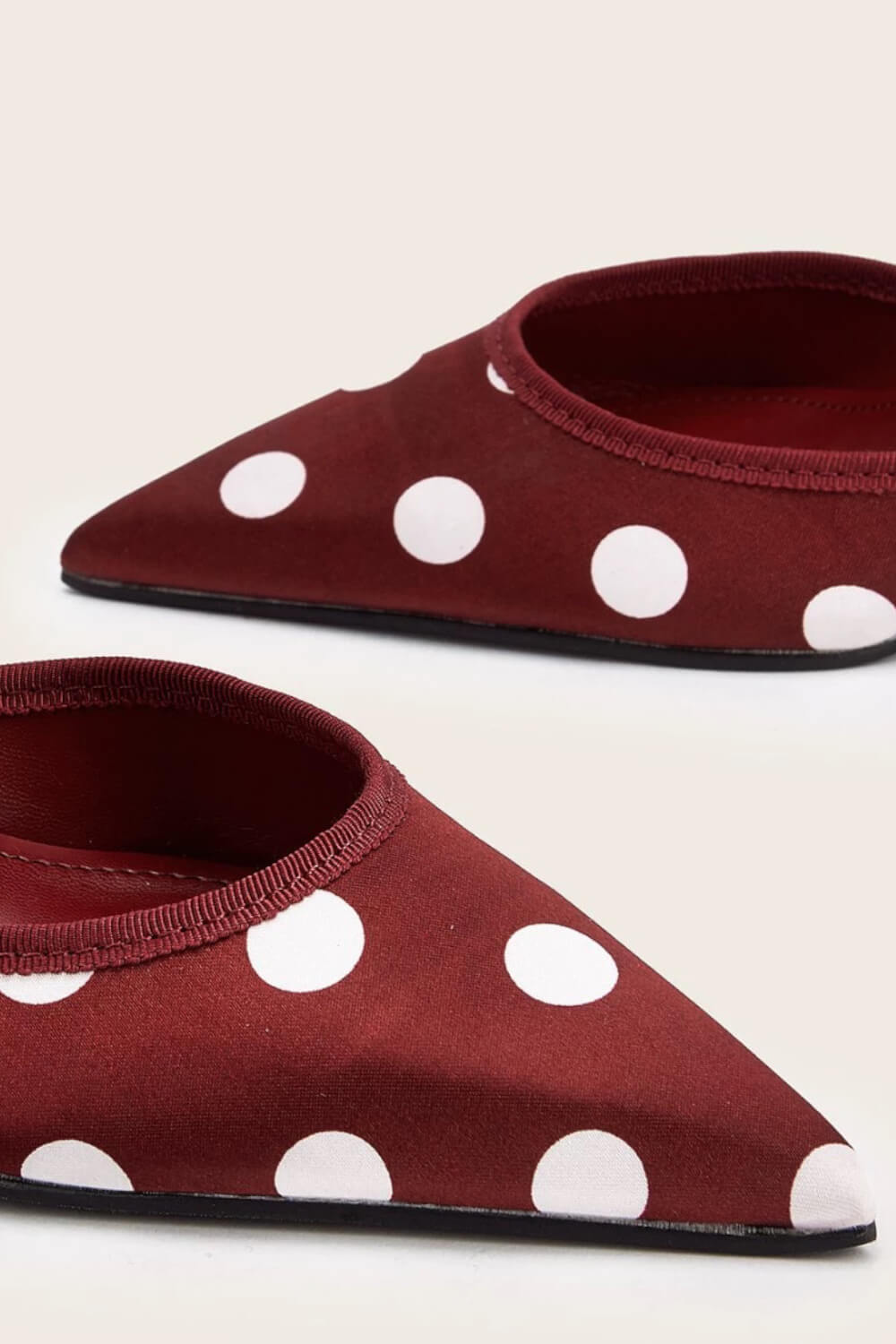 Satin Polka Dot Tie Leg Detail Pointed Toe Stiletto Heel Pumps