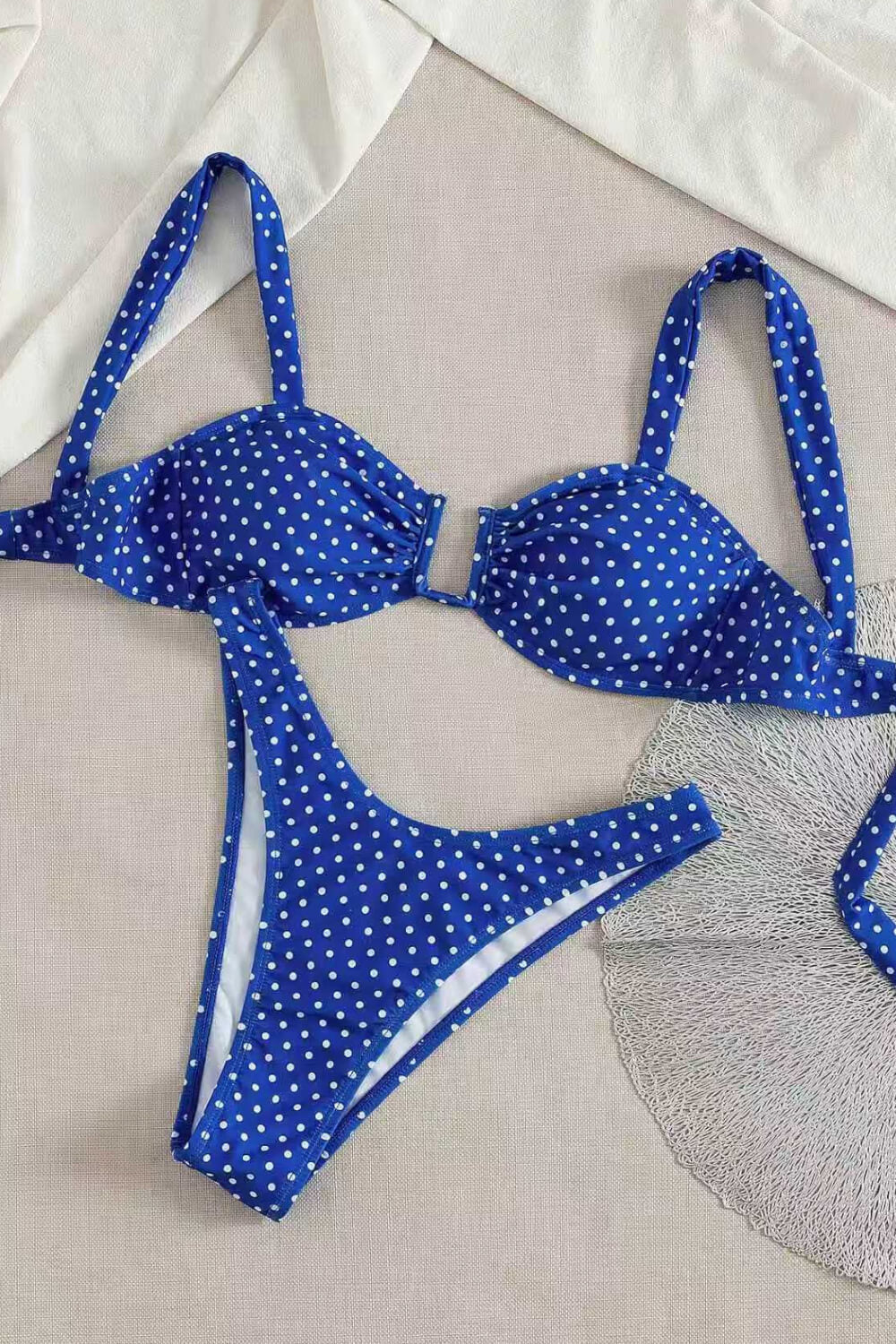 Polka Dot U Wire High-Leg Bikini Set