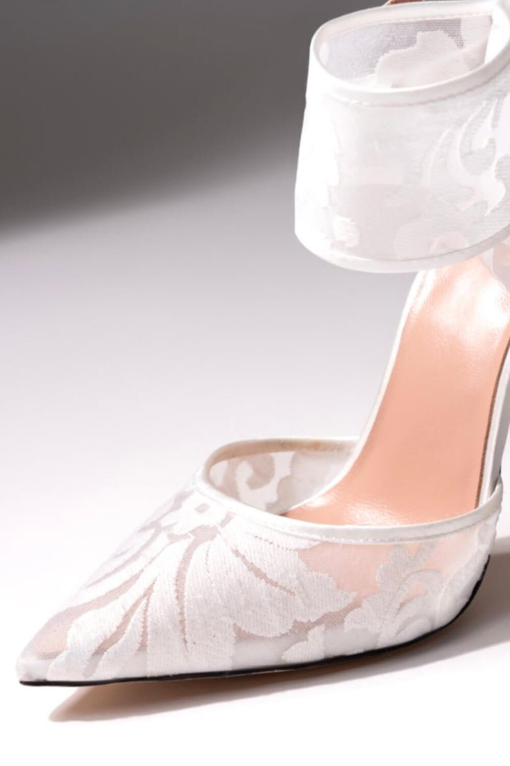 Lace Bow Detail Pointed Toe Stiletto Heel Pumps