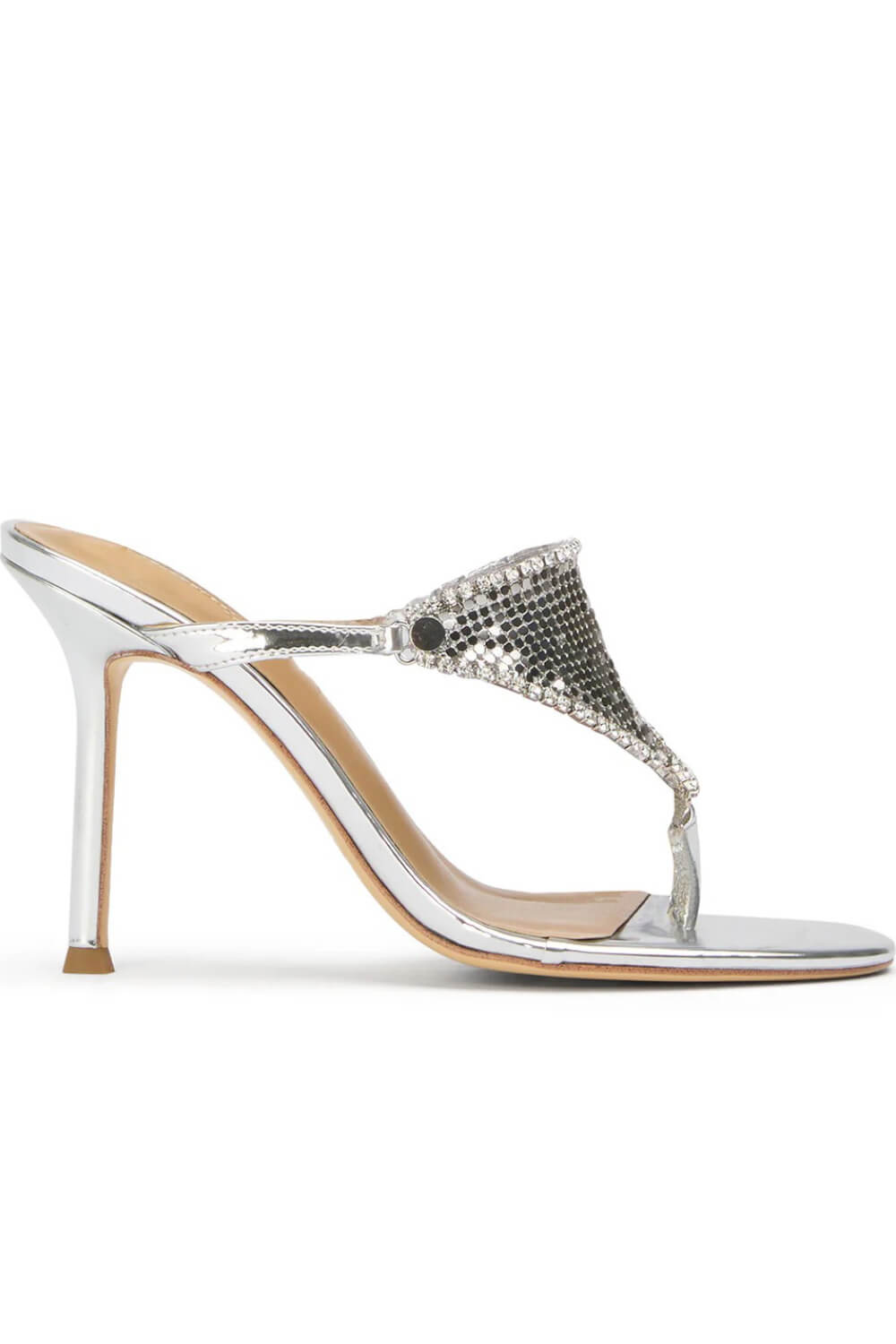 Crystal Embellished Toe Thong Stiletto Heel Sandals