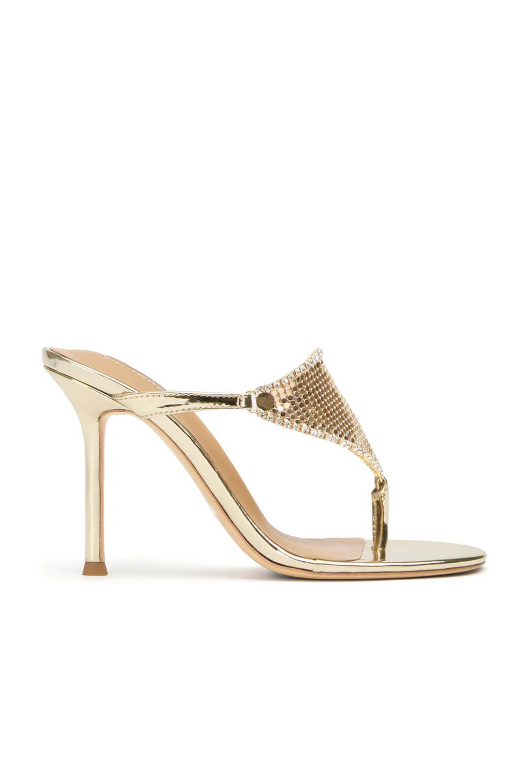 Crystal Embellished Toe Thong Stiletto Heel Sandals