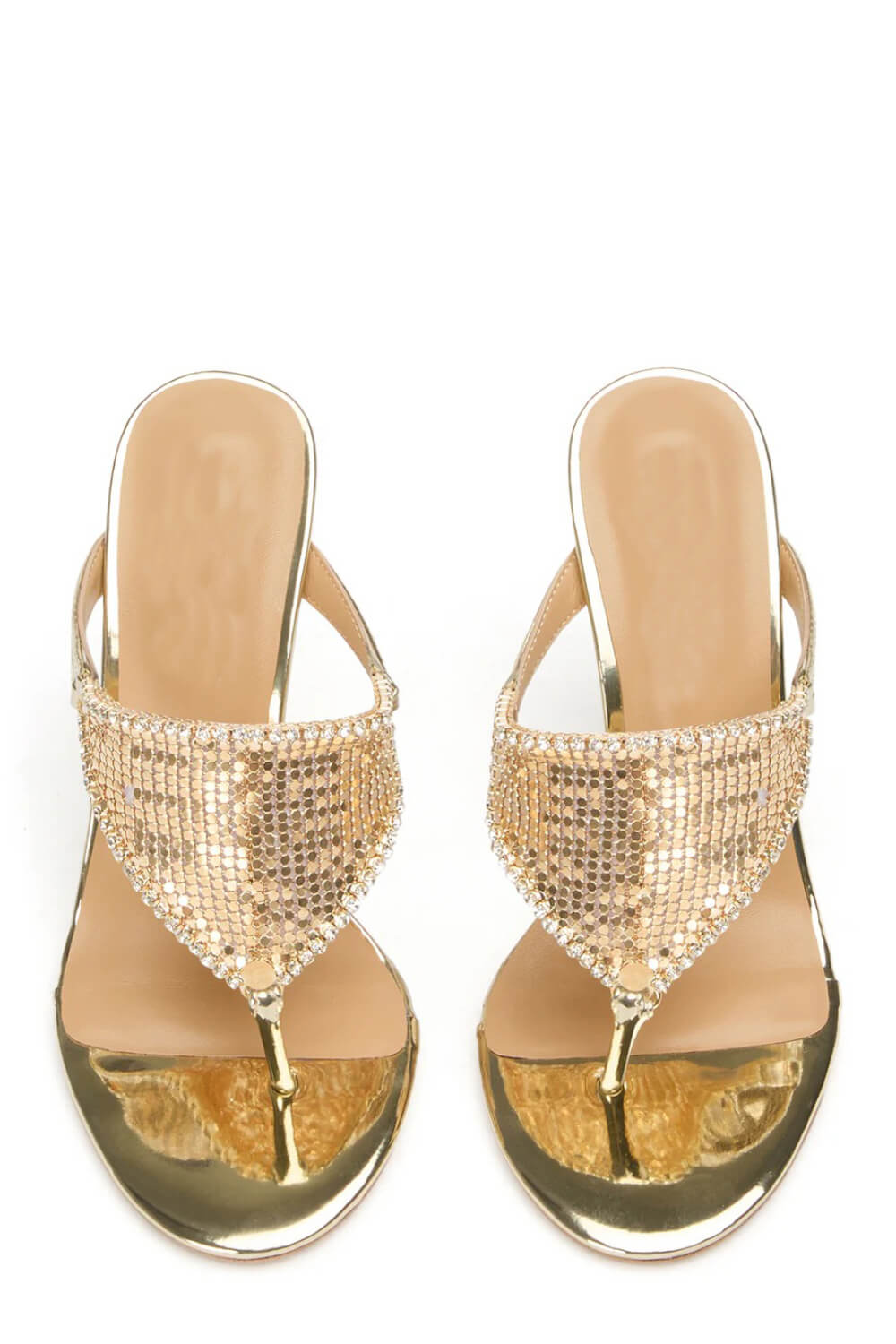 Crystal Embellished Toe Thong Stiletto Heel Sandals