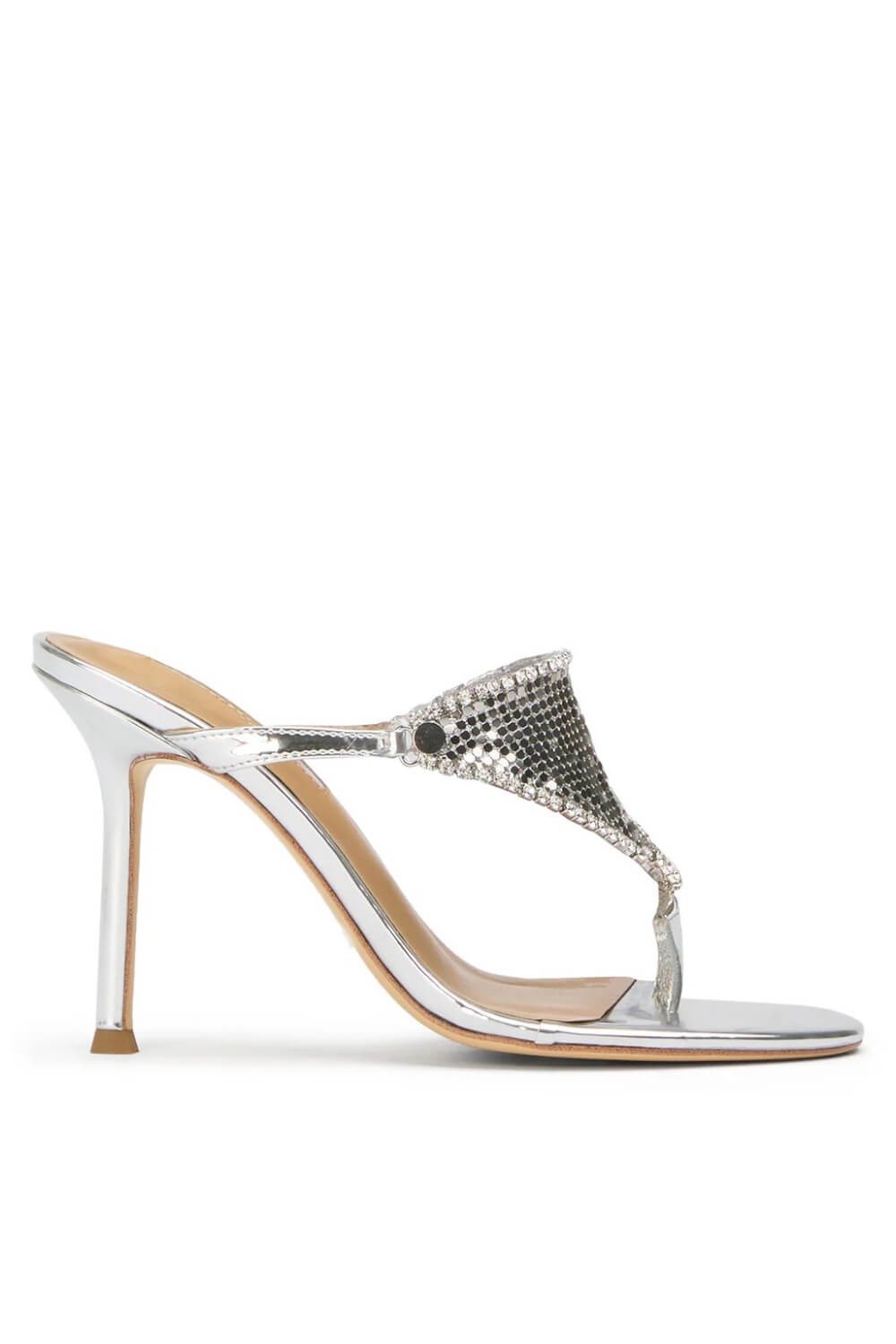 Crystal Embellished Toe Thong Stiletto Heel Sandals