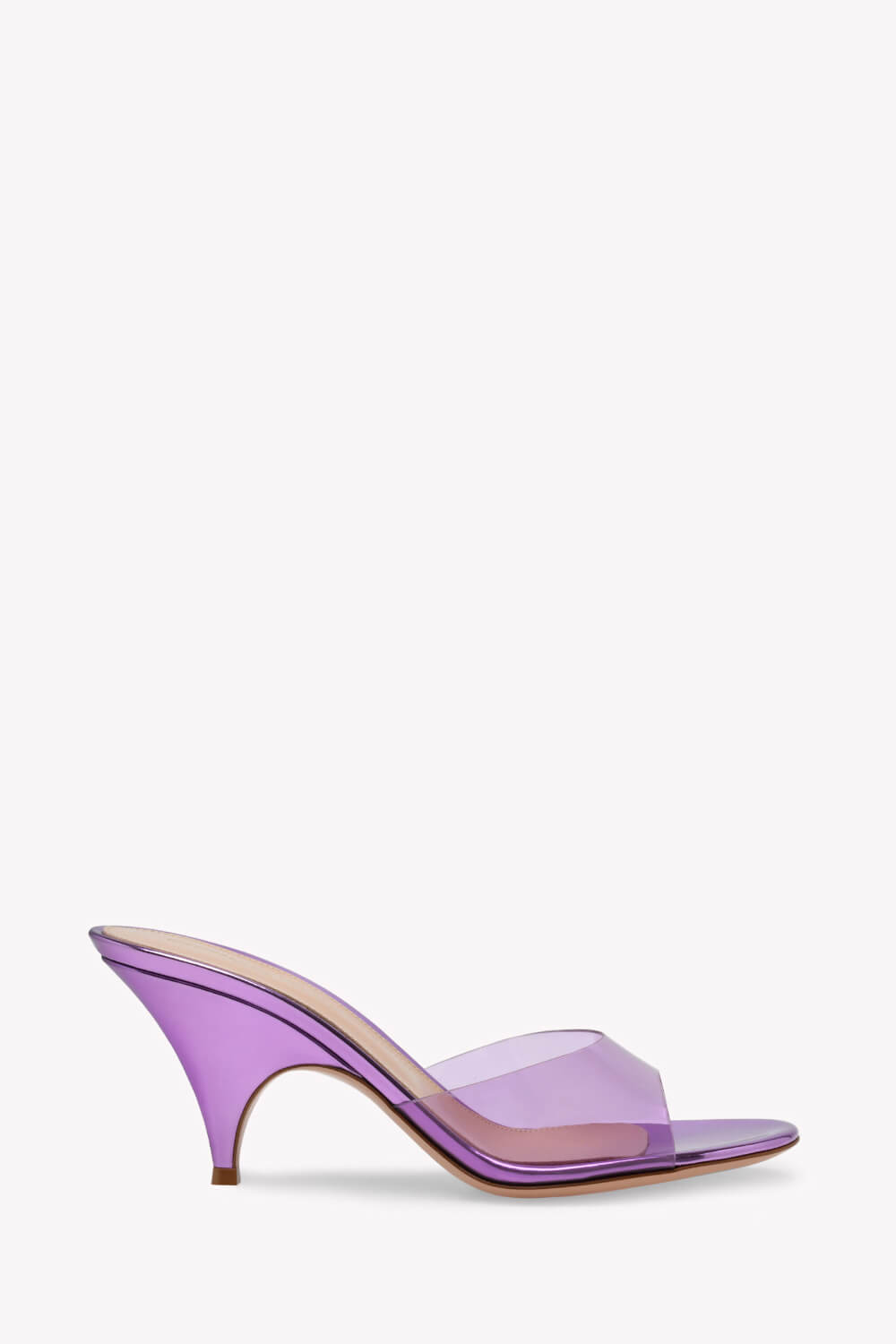Transparent Open Round Toe Curve Heeled Mules