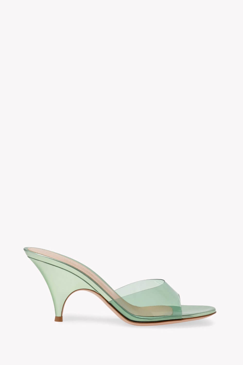 Transparent Open Round Toe Curve Heeled Mules