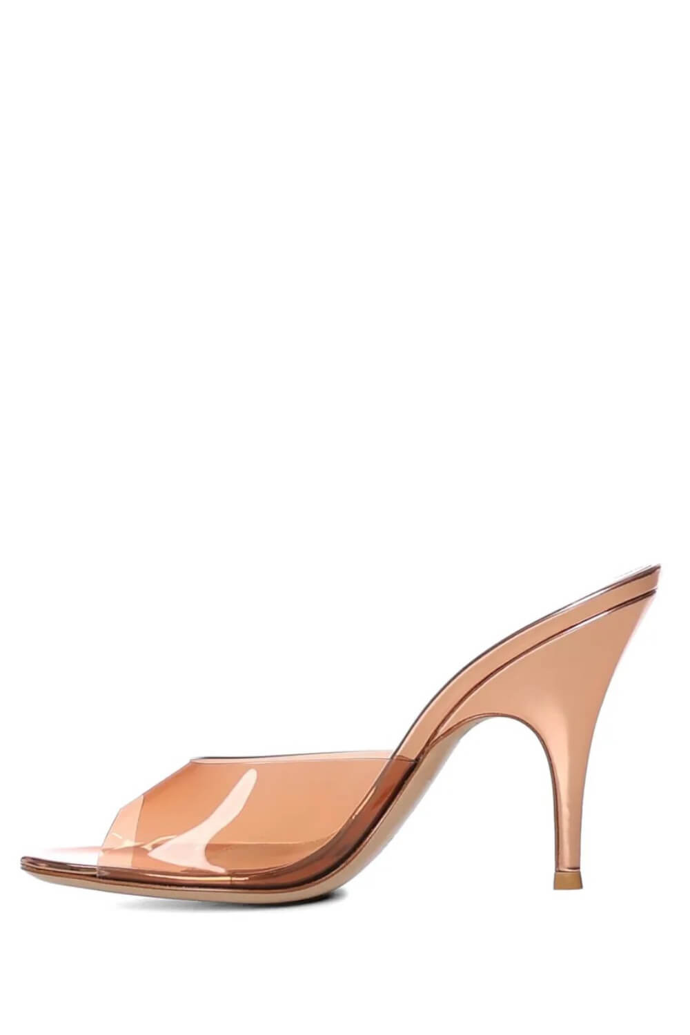 Transparent Open Round Toe Curve Heeled Mules
