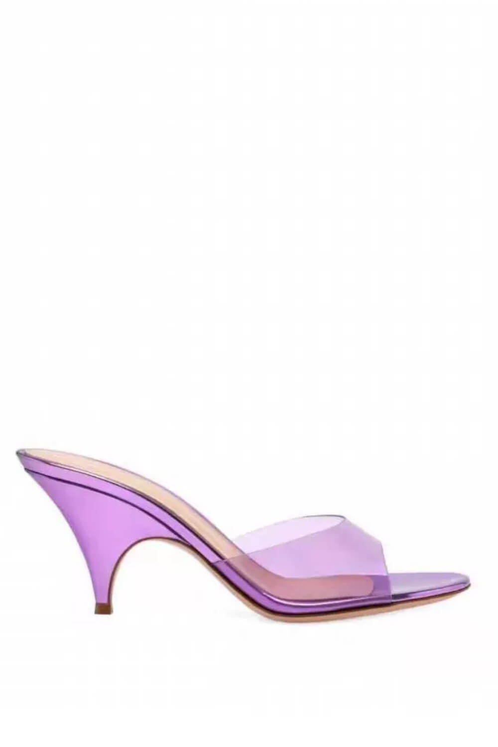Transparent Open Round Toe Curve Heeled Mules