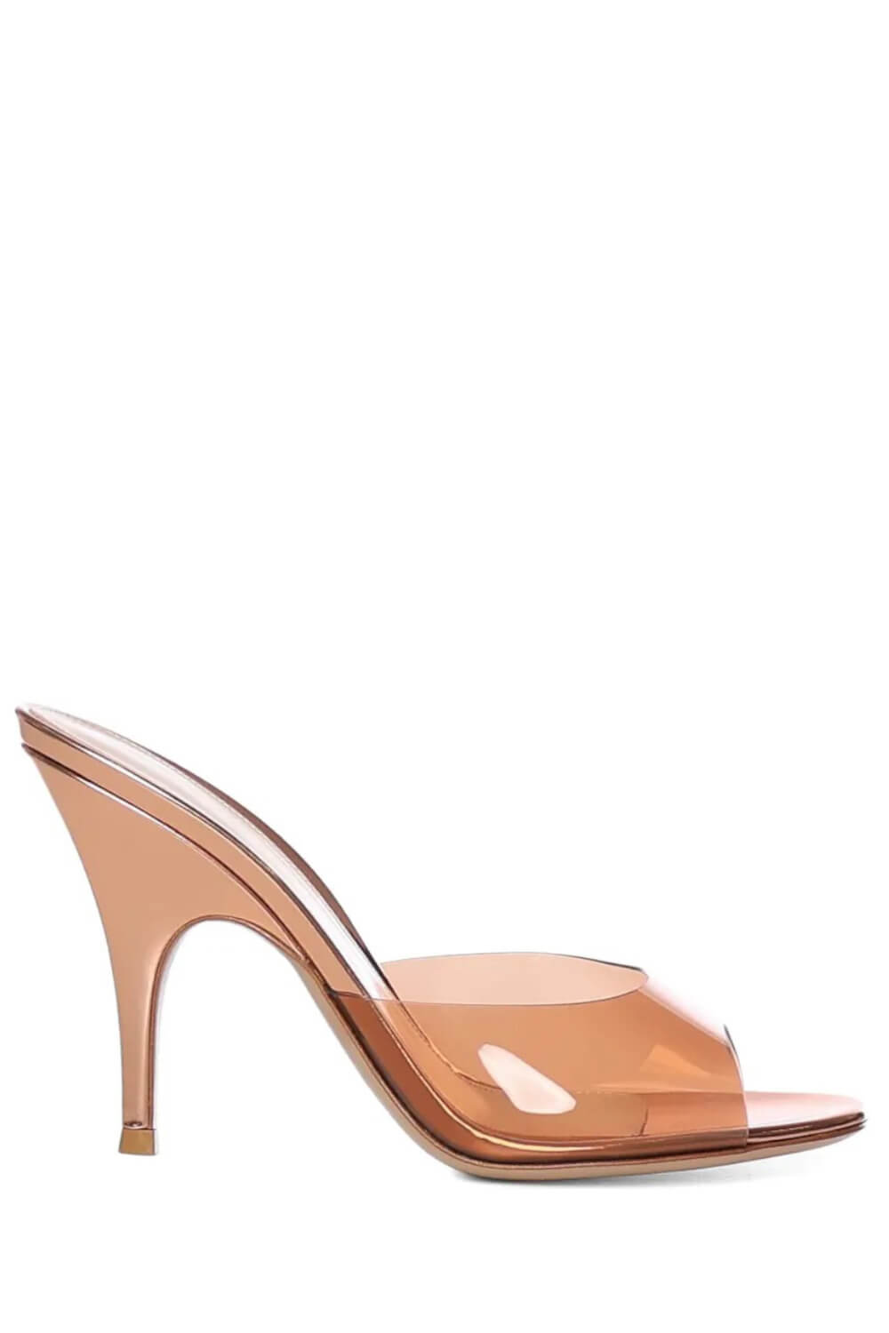 Transparent Open Round Toe Curve Heeled Mules