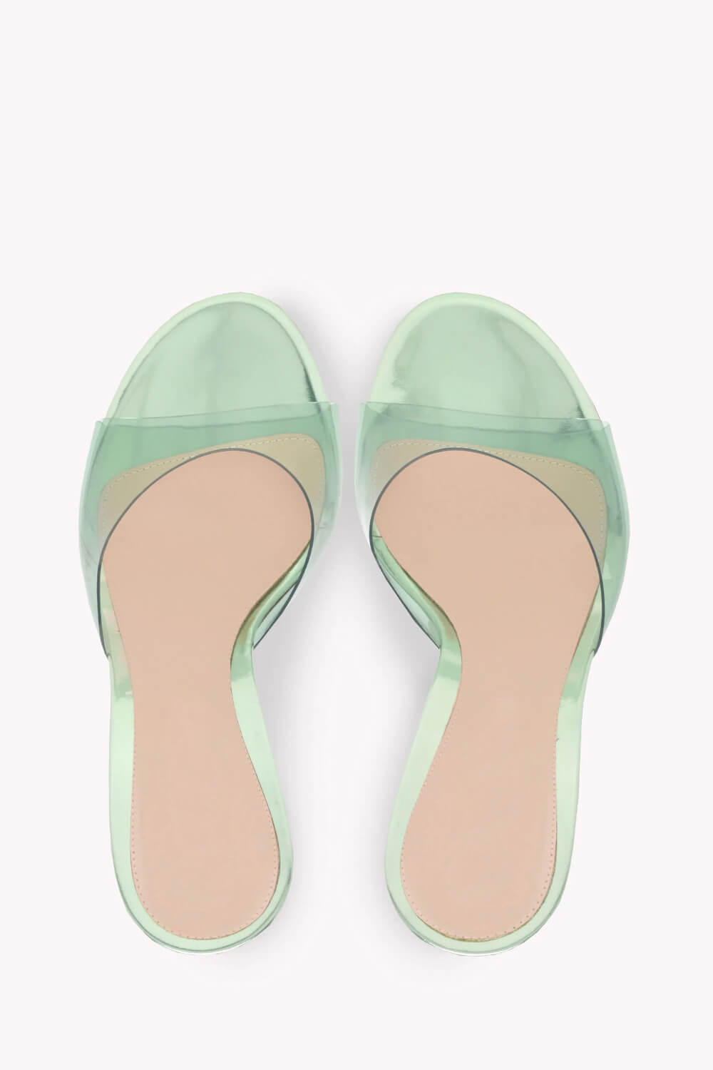 Transparent Open Round Toe Curve Heeled Mules