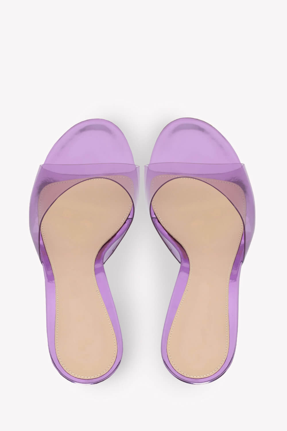 Transparent Open Round Toe Curve Heeled Mules