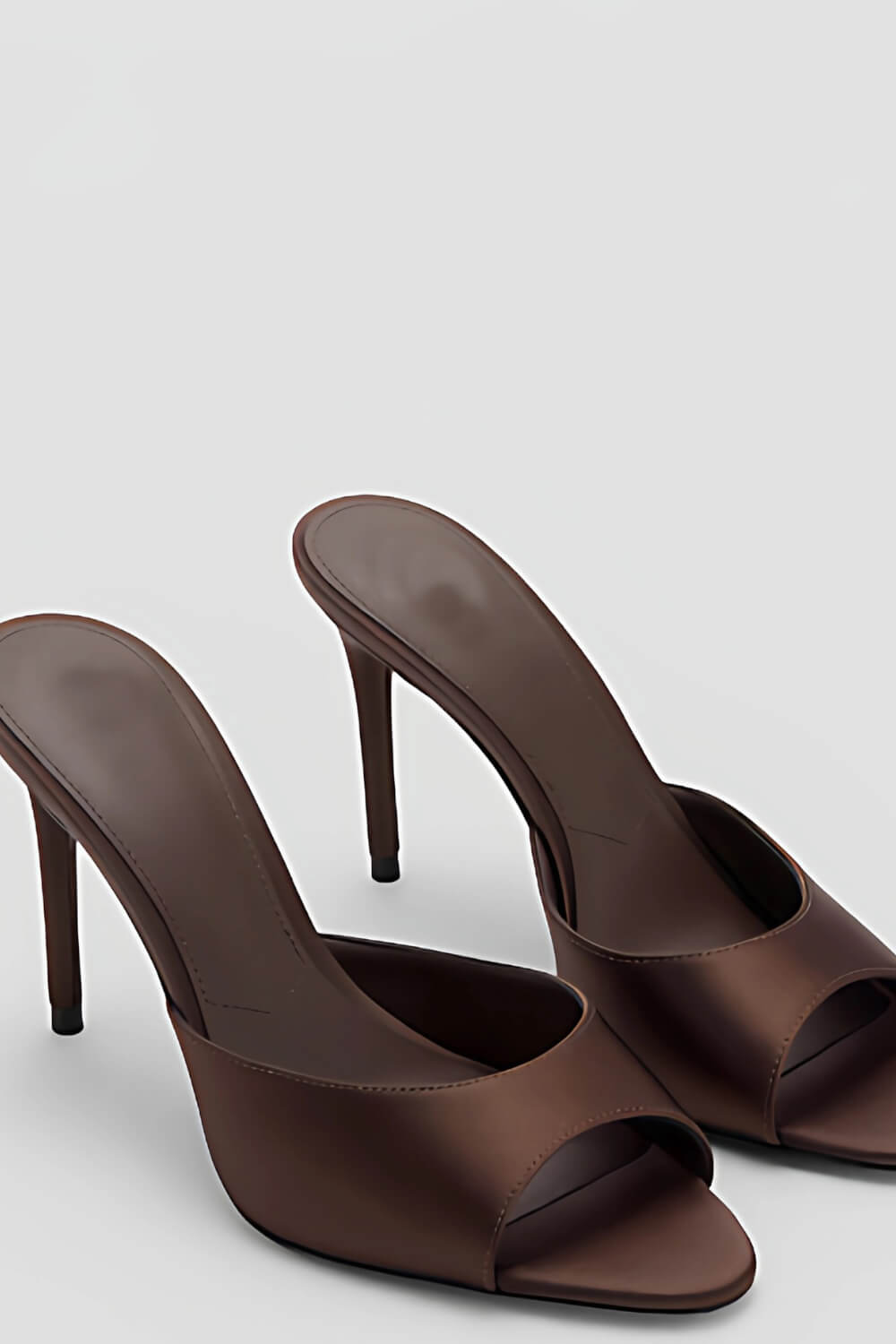 Satin Open Toe High-Heeled Mule Sandals