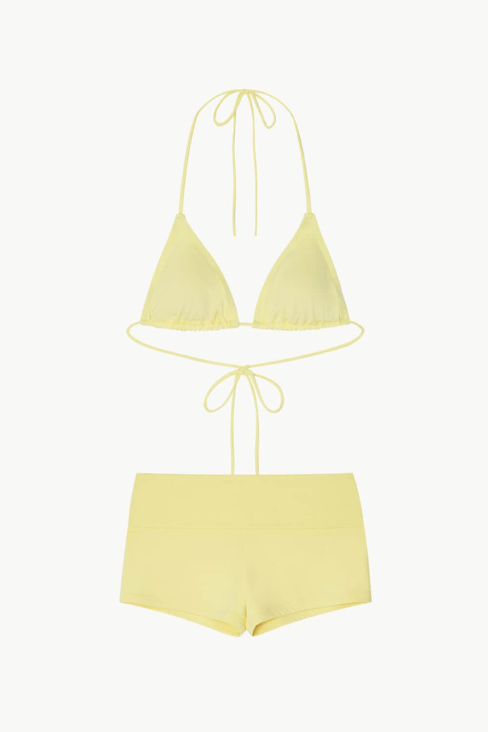 Triangle Halter Bikini Top And Low Rise Boy Shorts