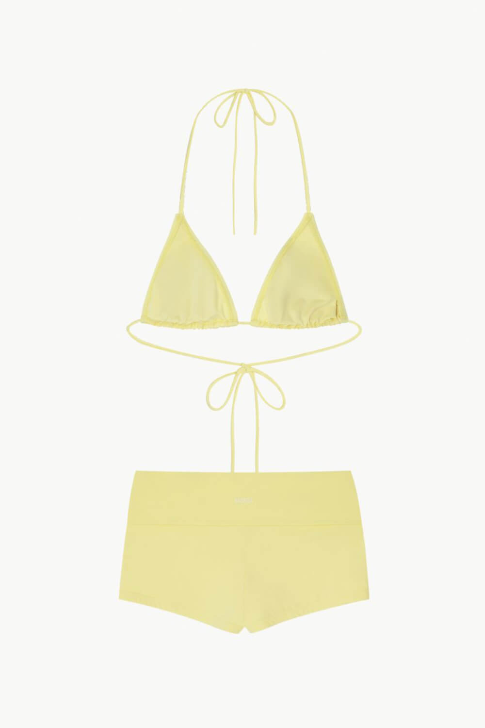 Triangle Halter Bikini Top And Low Rise Boy Shorts