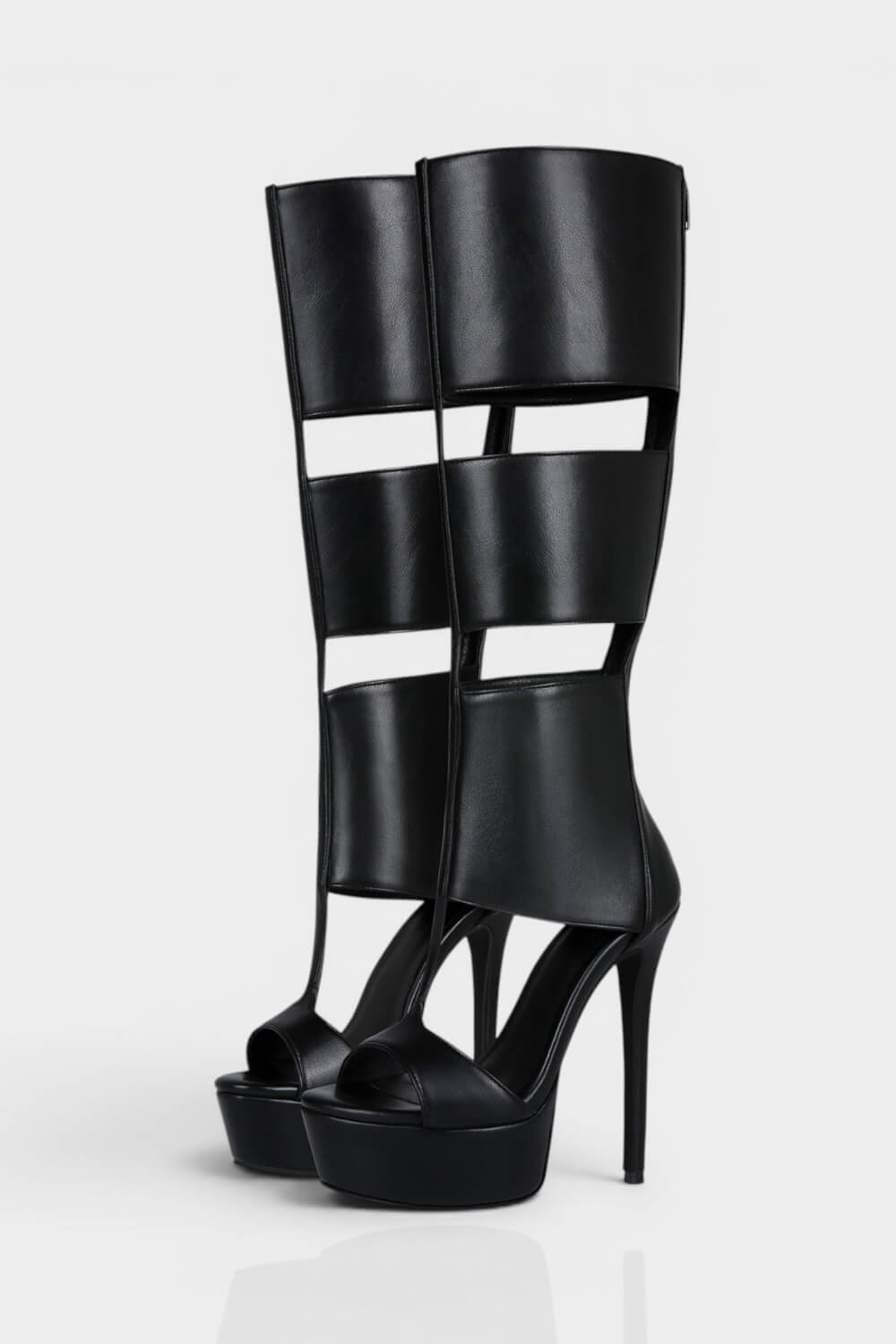 Cutout Panel Over-The-Knee Open Toe Platform High Heel Stiletto Boots