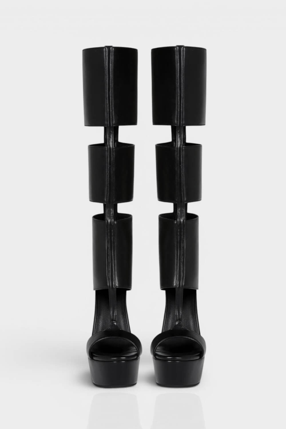 Cutout Panel Over-The-Knee Open Toe Platform High Heel Stiletto Boots