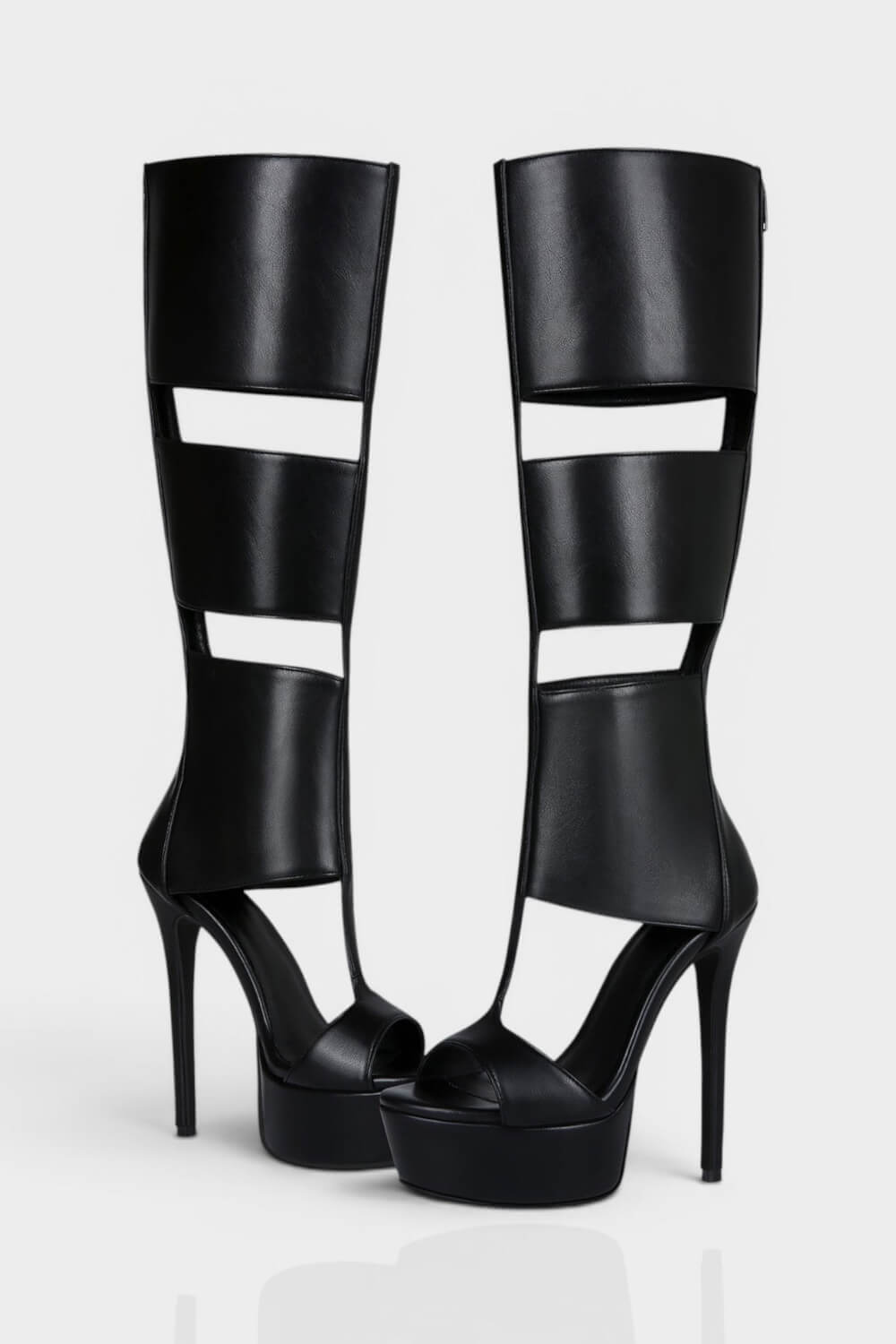 Cutout Panel Over-The-Knee Open Toe Platform High Heel Stiletto Boots