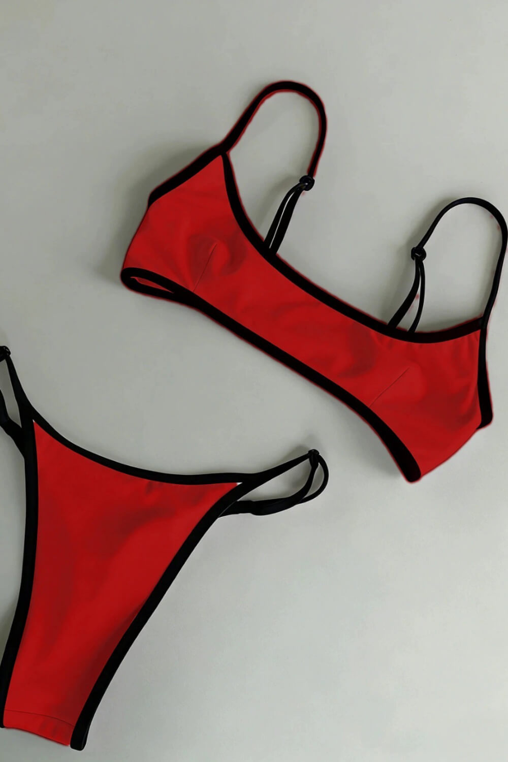 Contrast-Trim Scoop Bralette High Cut Brazilian Bikini Set