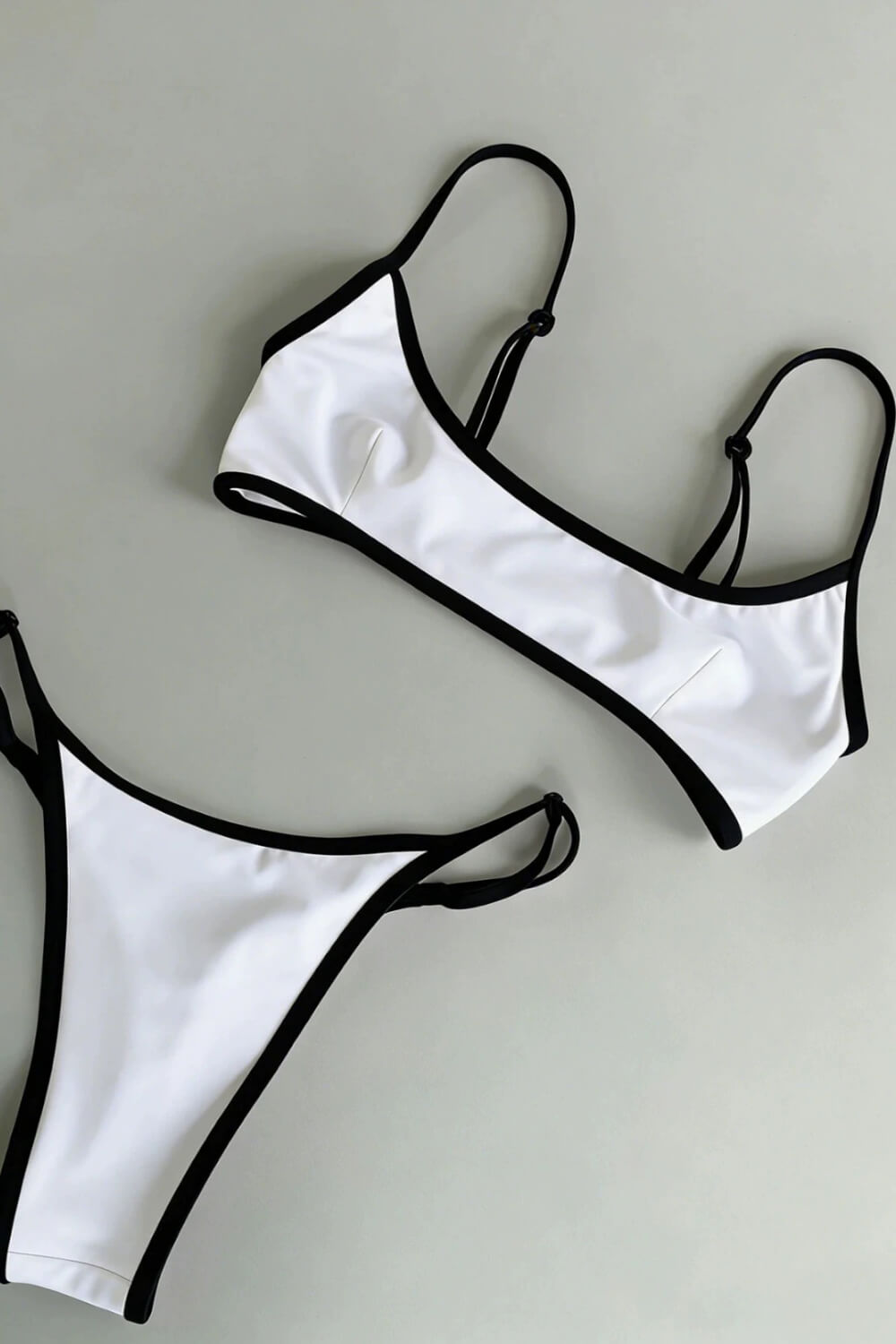Contrast-Trim Scoop Bralette High Cut Brazilian Bikini Set
