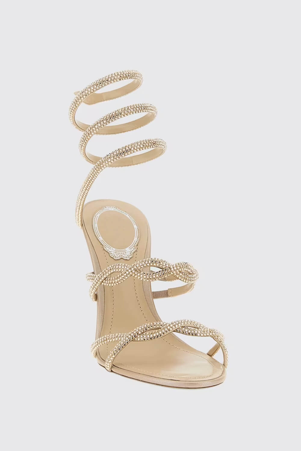 Crystal-Embellished Ankle Wrap Around Open Toe High Heel Sandals