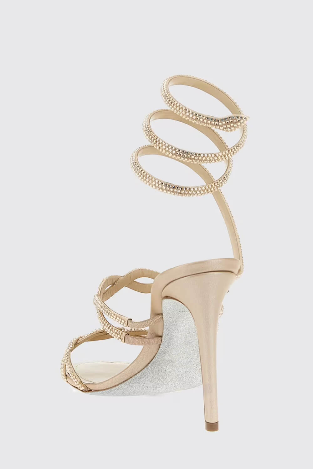 Crystal-Embellished Ankle Wrap Around Open Toe High Heel Sandals