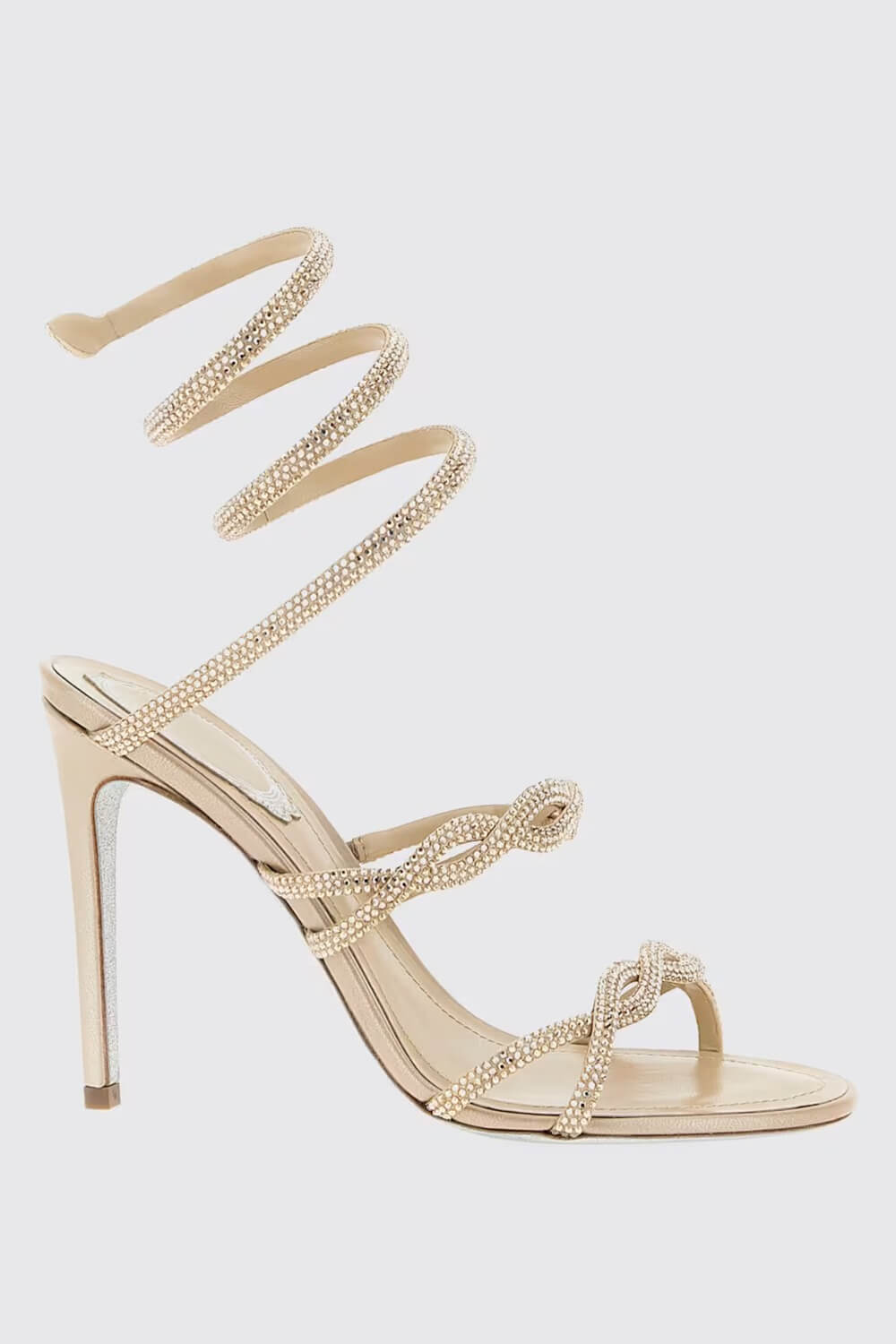 Crystal-Embellished Ankle Wrap Around Open Toe High Heel Sandals