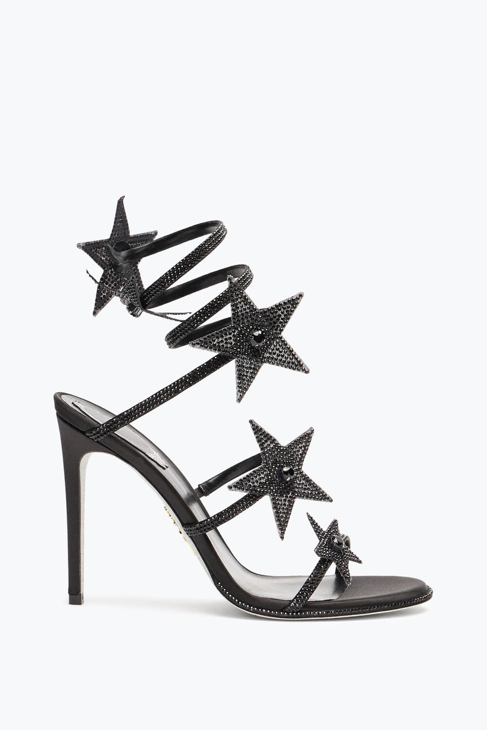 Star Rhinestone-Embellished Ankle Wrap Around Stiletto Heel Sandals