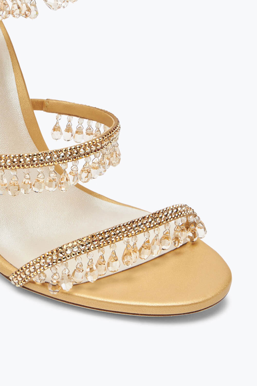 Crystal Chandelier Embellished Faux Satin Wraparound Self-Tie Stiletto Sandals