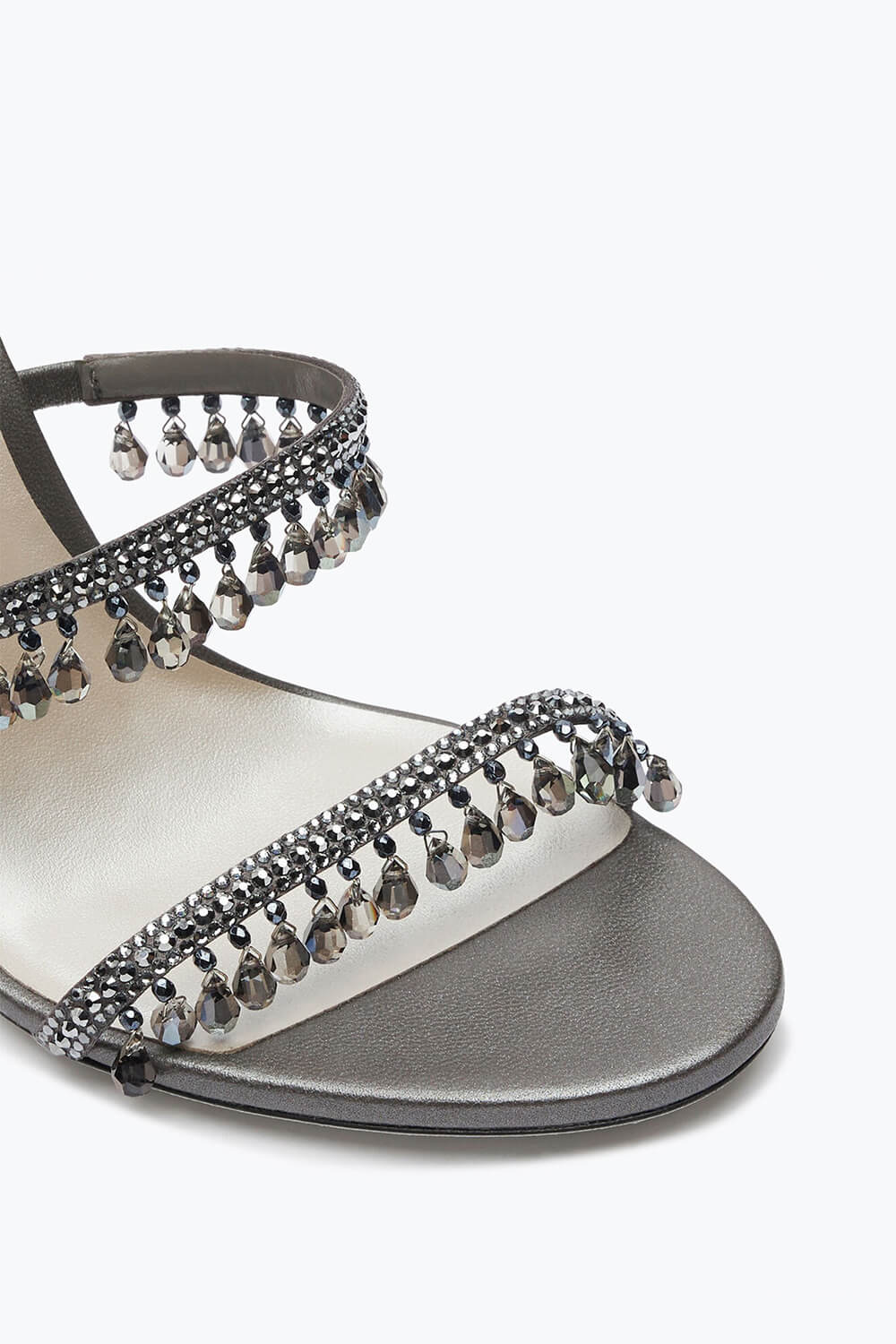 Crystal Chandelier Embellished Faux Satin Wraparound Self-Tie Stiletto Sandals